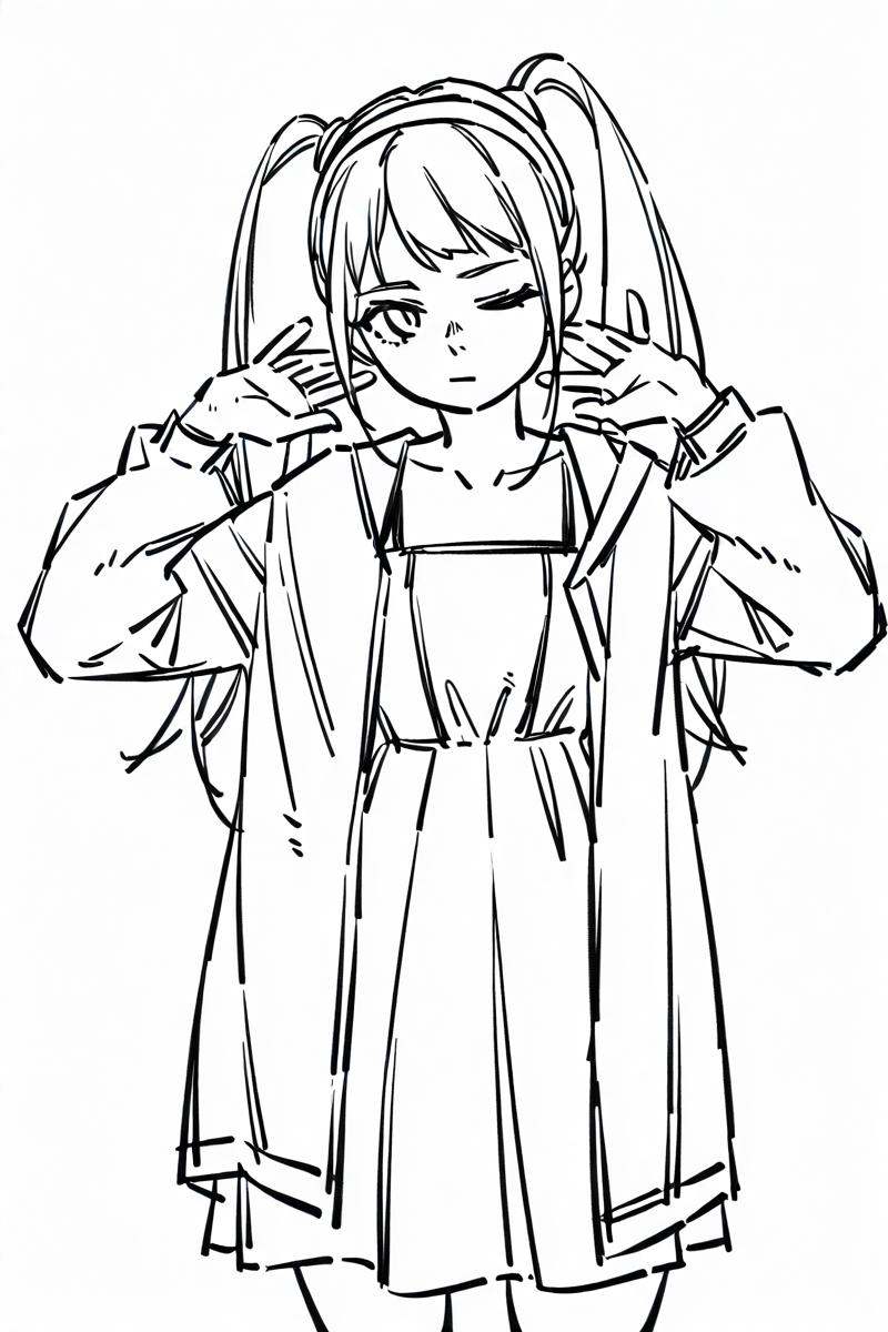 sktchst,  1girl,  greyscale on Tensor.Art
