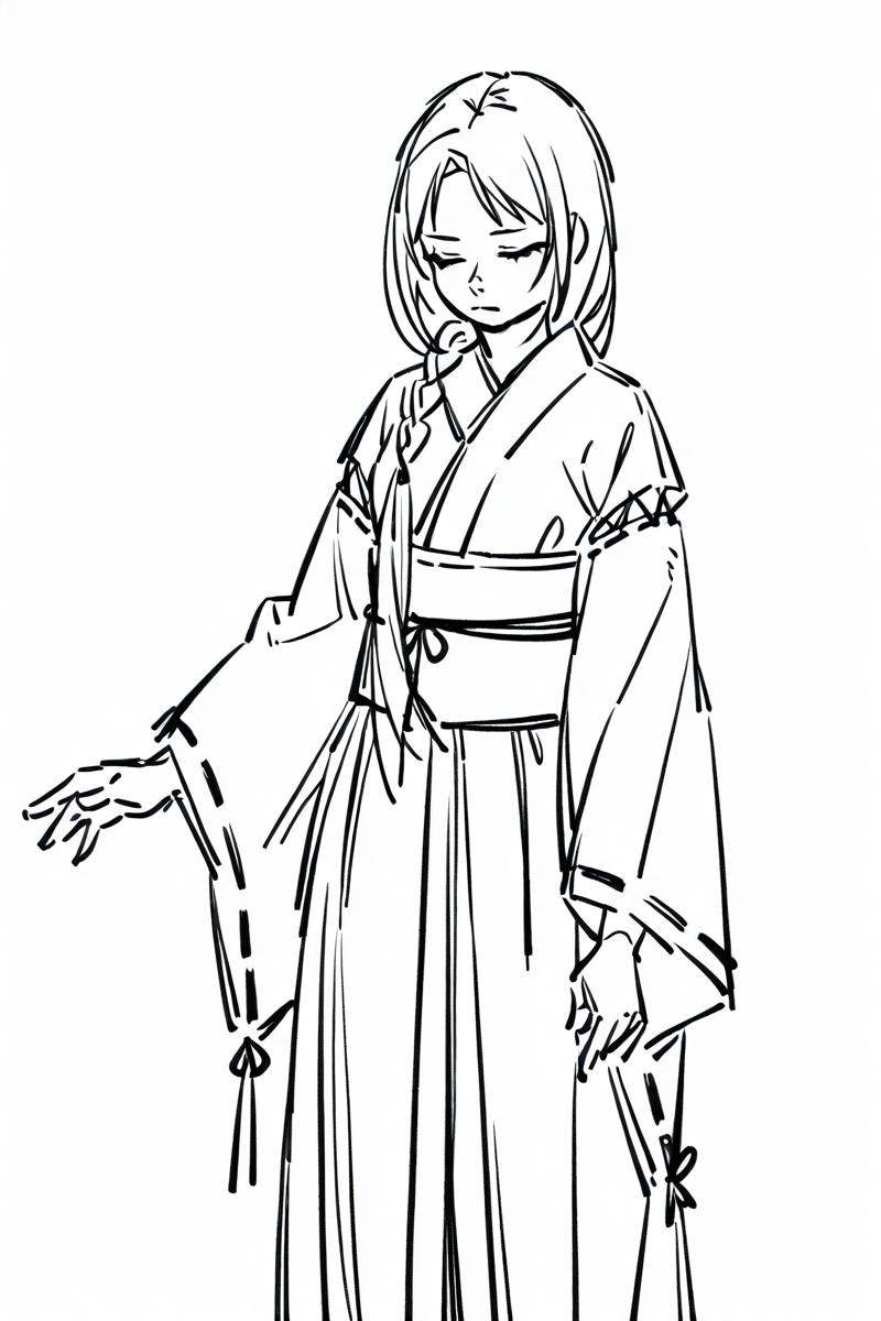 sktchst,  1girl,  monochrome on Tensor.Art