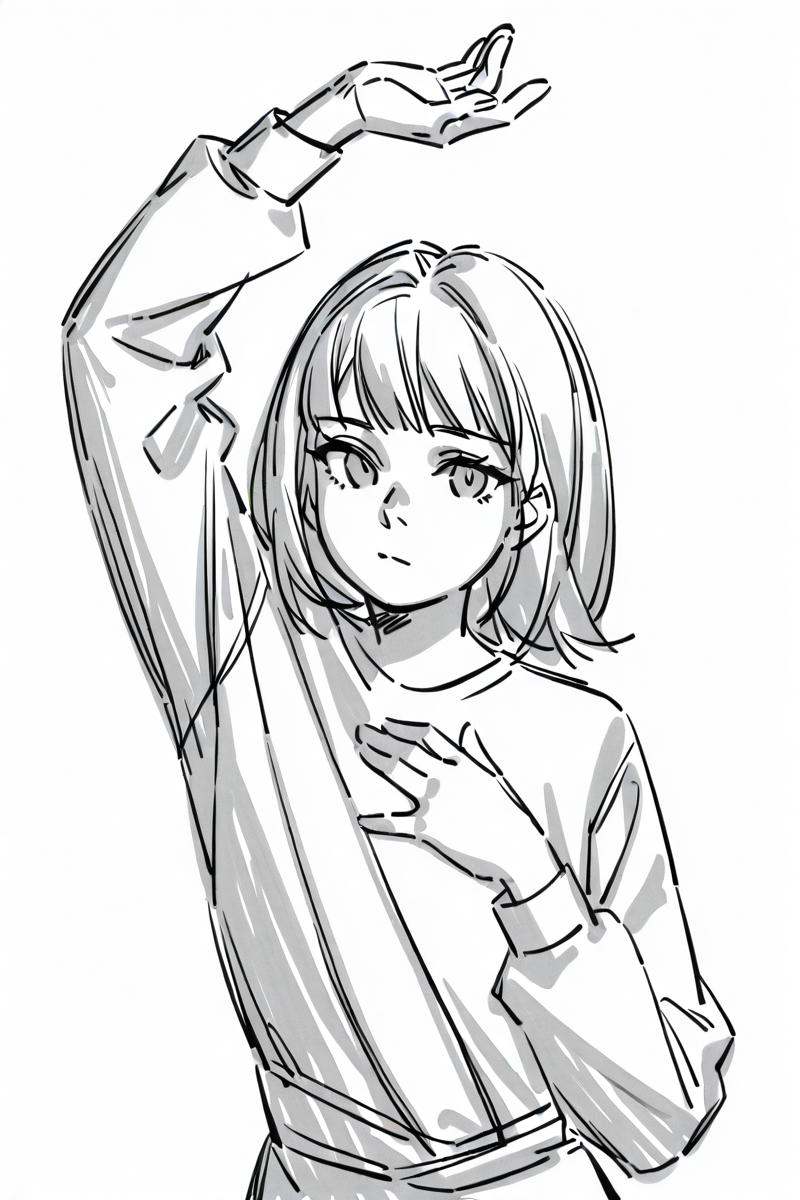 sktchst,  solo,  monochrome on Tensor.Art