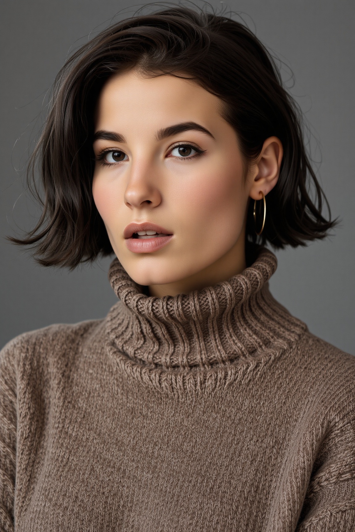 "A highly detailed fine art upper body portrait photo of a tanned-skin latina girl with short hair,  SAStyle,  wearing a t...