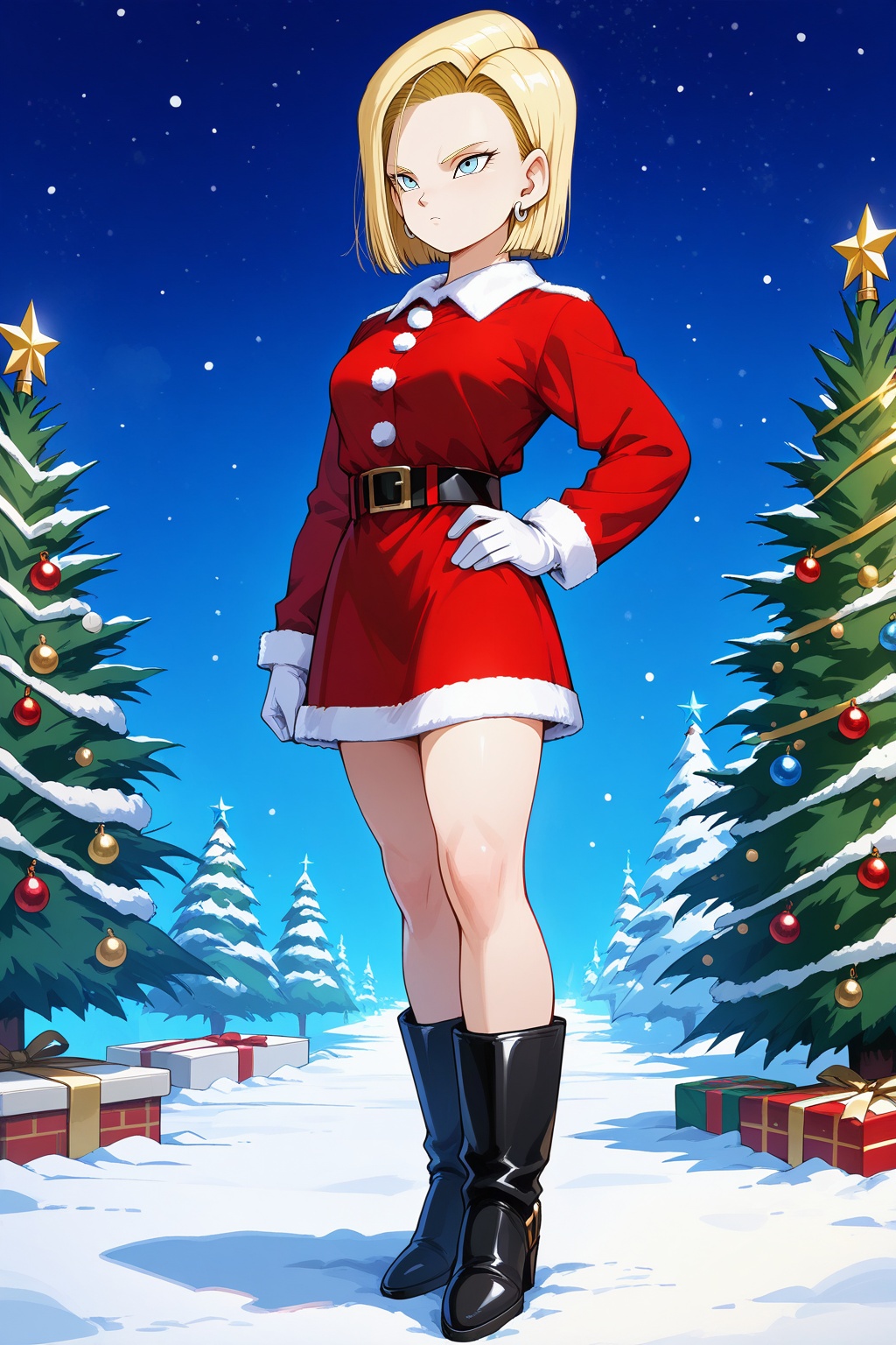 masterpiece,  android 18,  santa_claus_outfit on Tensor.Art