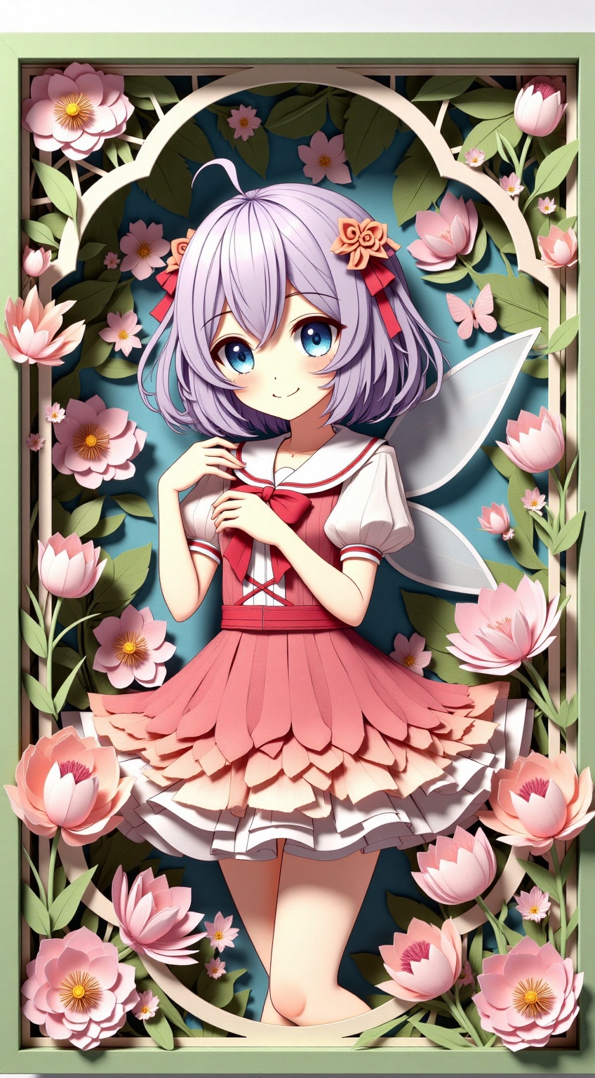 anime fairy girl,  flower garden,  surrounded by tulips and butterflies on Tensor.Art