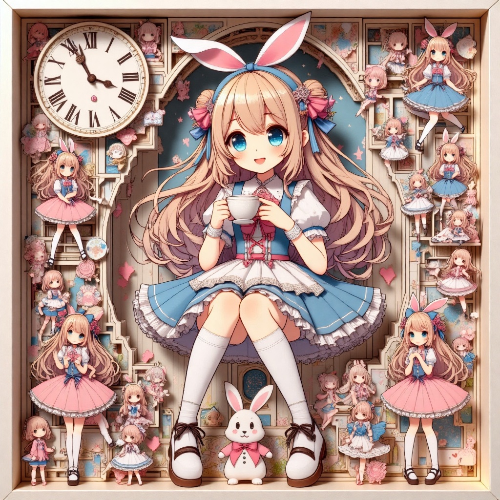 anime girl,  wonderland tea party,  cute and whimsical on Tensor.Art