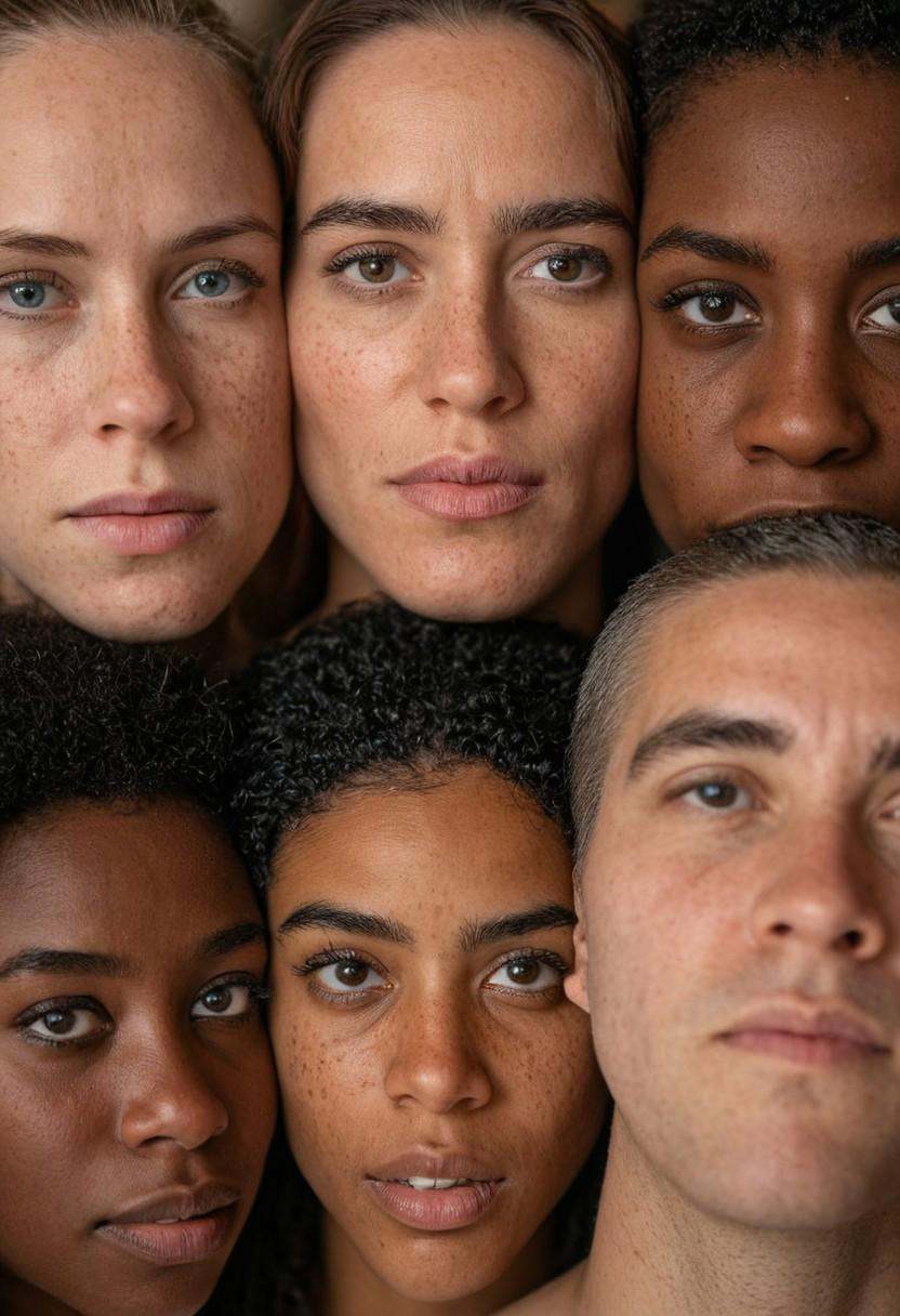 A hyper-realistic portrait of a diverse group of people with varied skin tones,  expressions,  and backgrounds on Tensor.Art