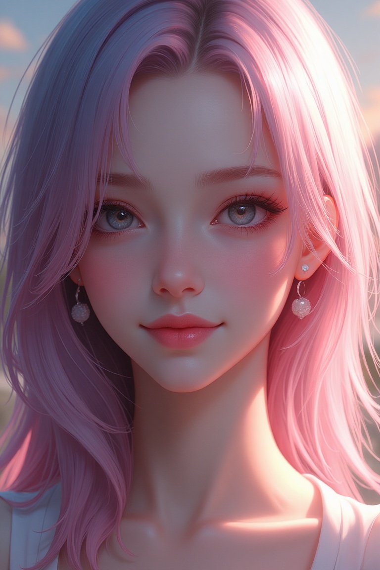 An ethereal digital painting of a woman with vibrant hair (RGB Approx 250,  450,  150) and glowing skin (RGB Approx 450 on...