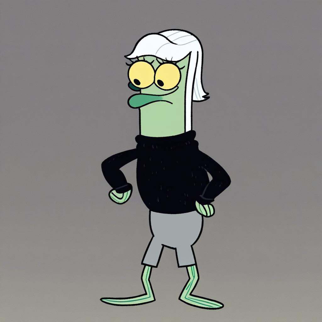 score_9,  mikus-style. black sweater,  gray shorts on Tensor.Art