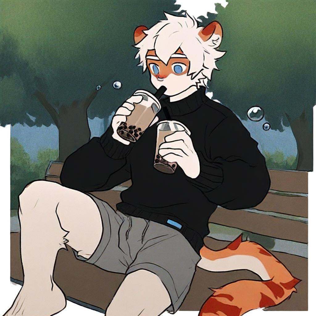milkytiger,  holding,  bubble tea on Tensor.Art
