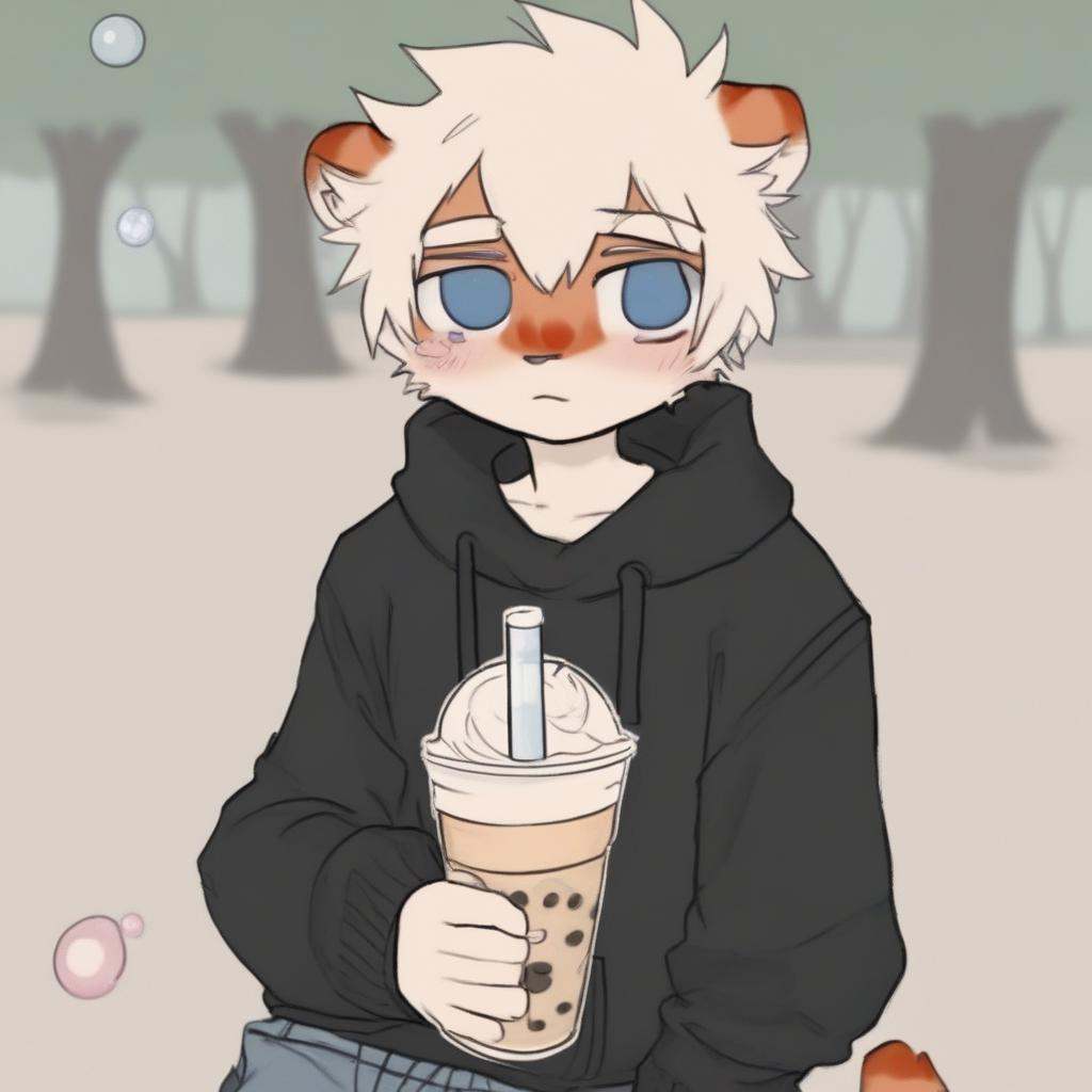 milkytiger,  holding,  bubble tea on Tensor.Art