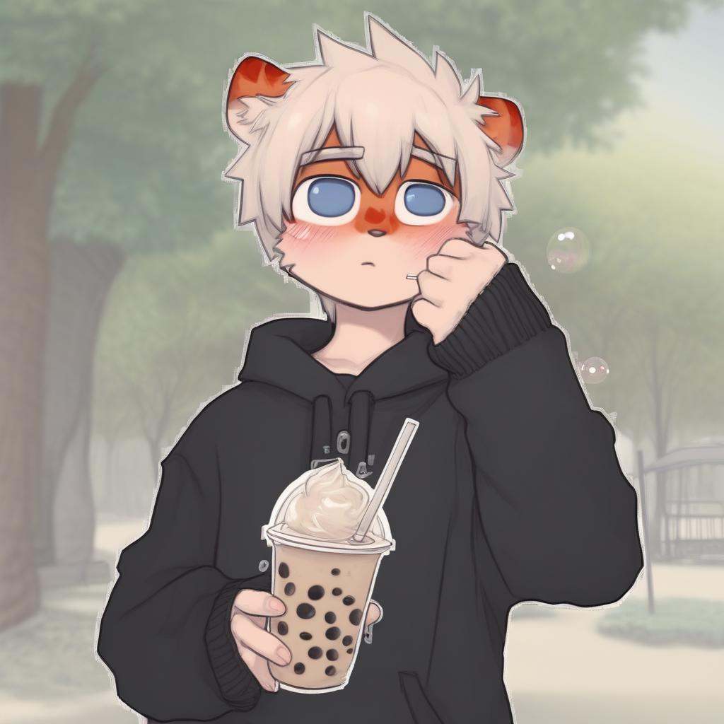 milkytiger,  holding,  bubble tea on Tensor.Art