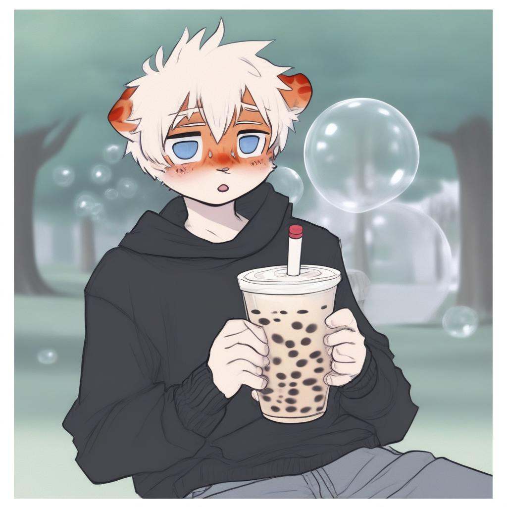 milkytiger,  holding,  bubble tea on Tensor.Art
