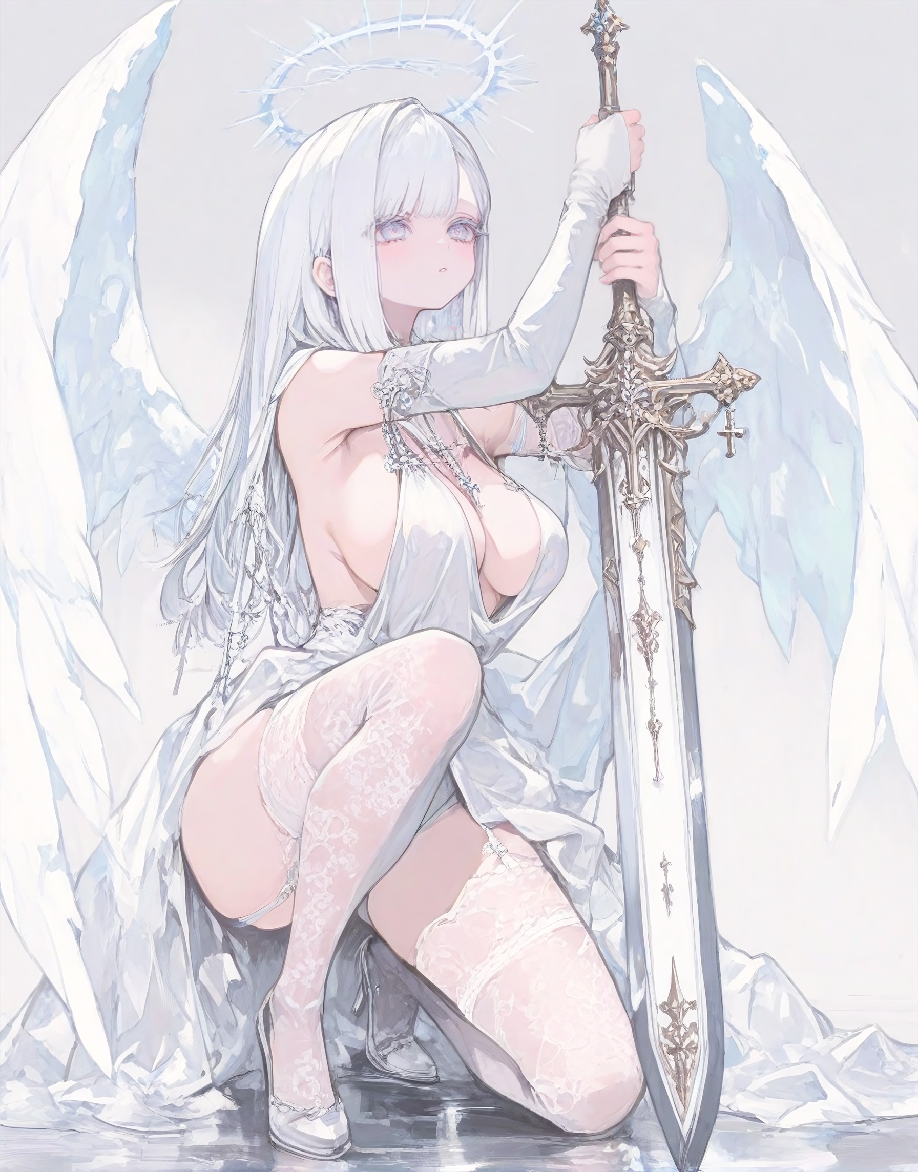 1 girl ,  solo ,  on one knee on Tensor.Art