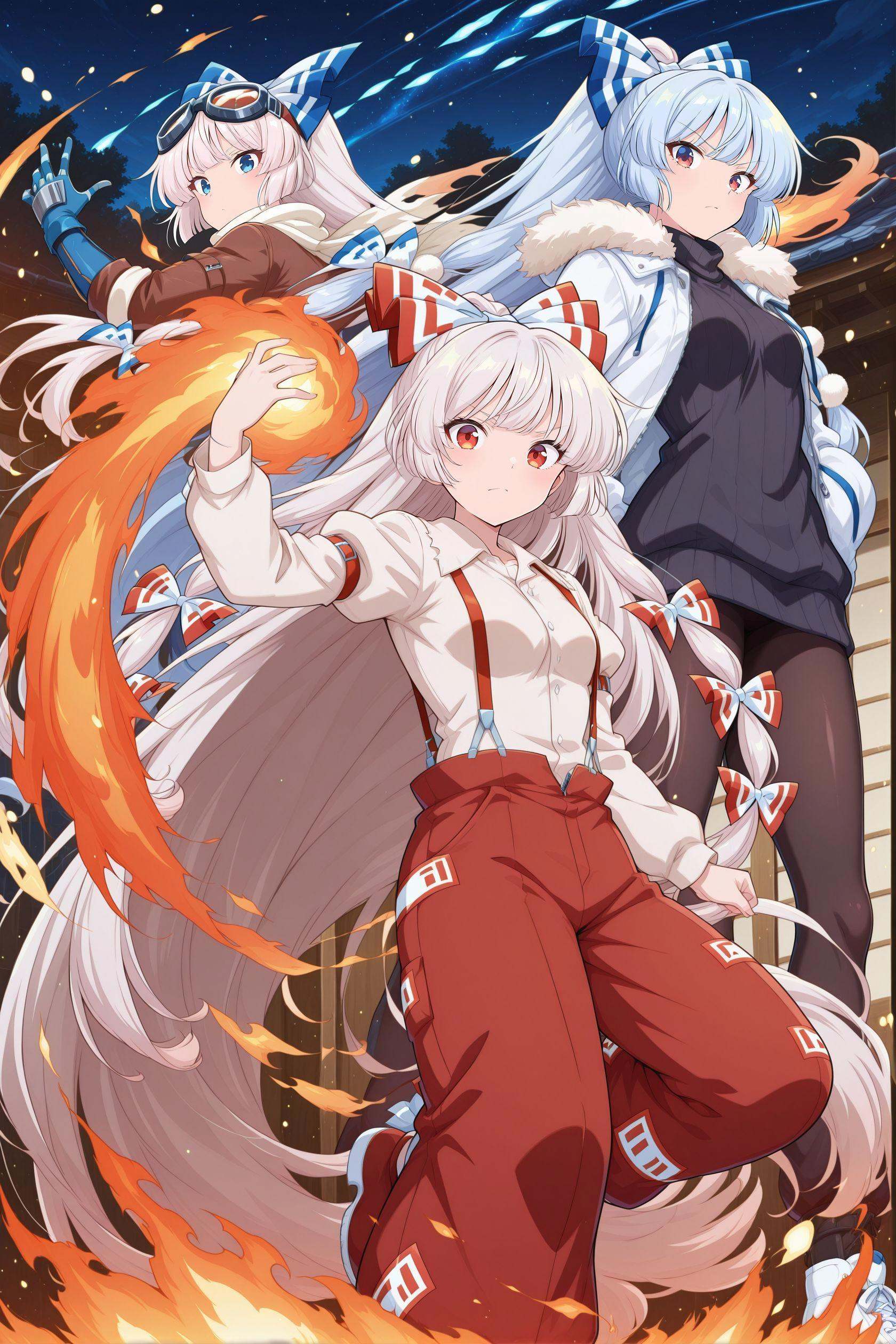 3girls,  dynamic pose,  outdoors on Tensor.Art