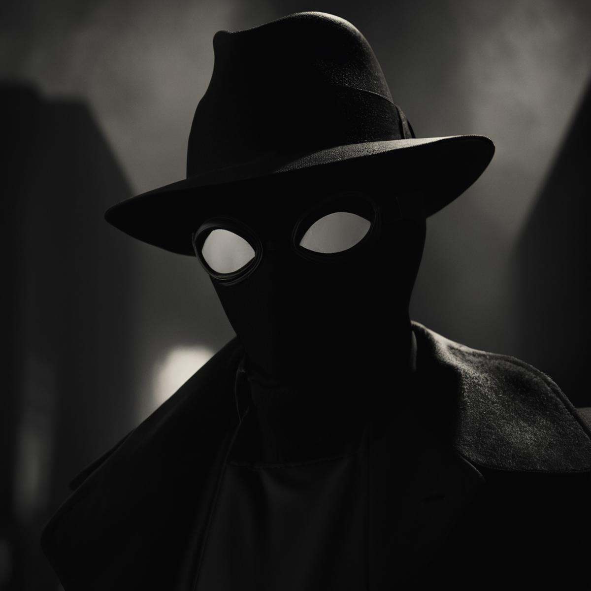 cinematic film still of Spider-Man Noir a man in a black coat and a hat in Marvel Noir universe,  1boy,  hat on Tensor.Art