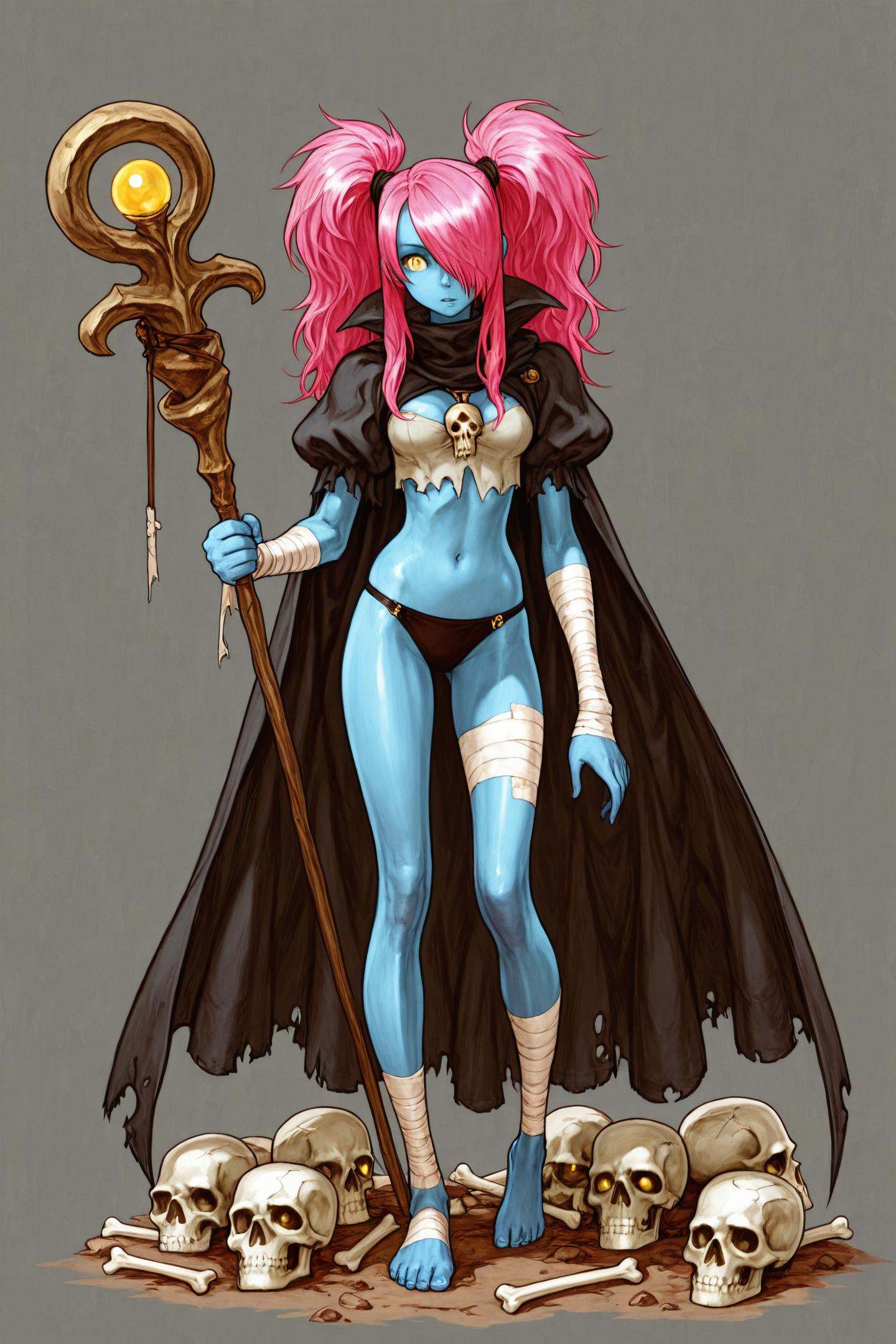 1girl,  skull,  staff on Tensor.Art