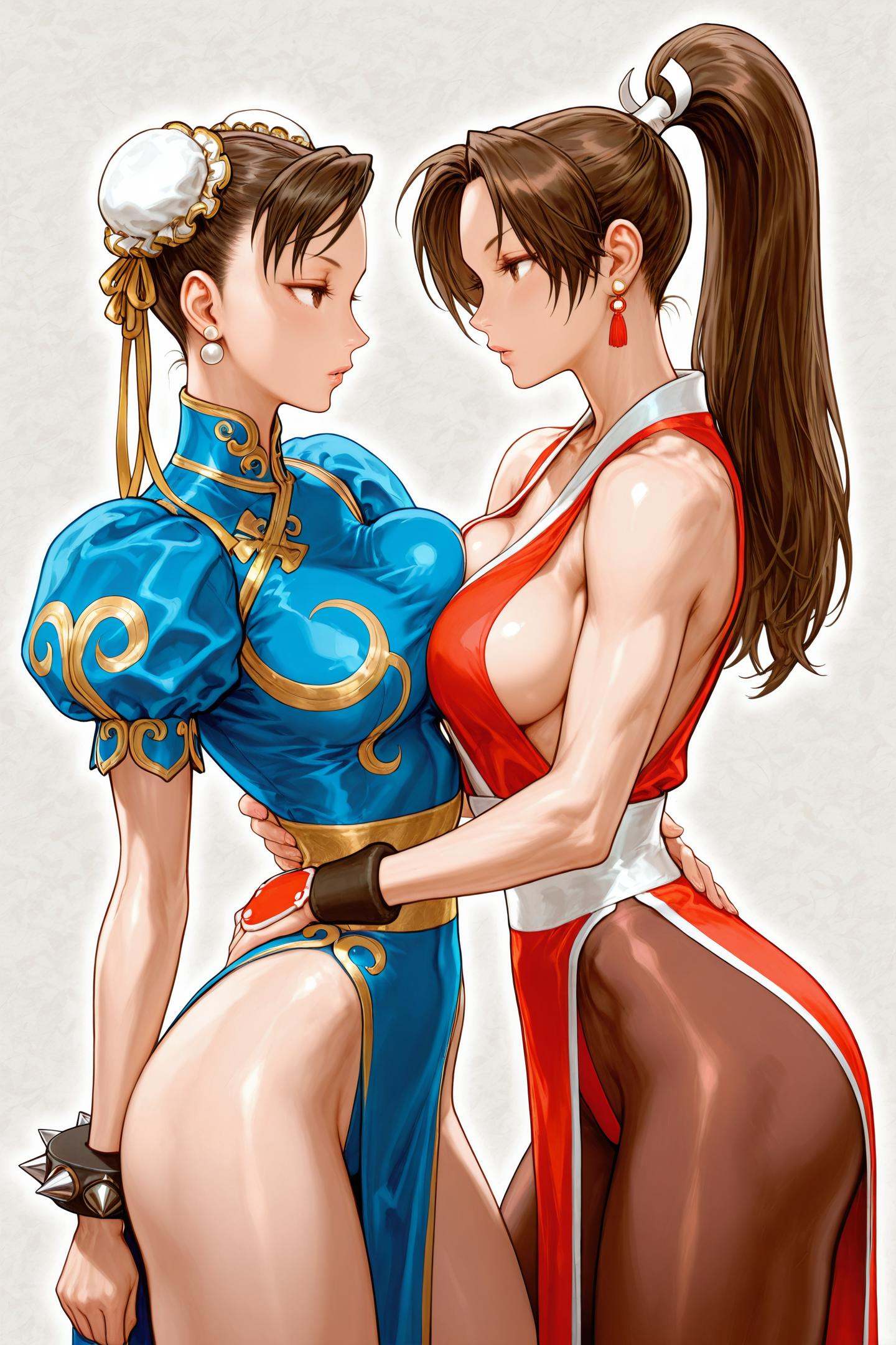 multiple girls,  pelvic curtain,  chun-li on Tensor.Art