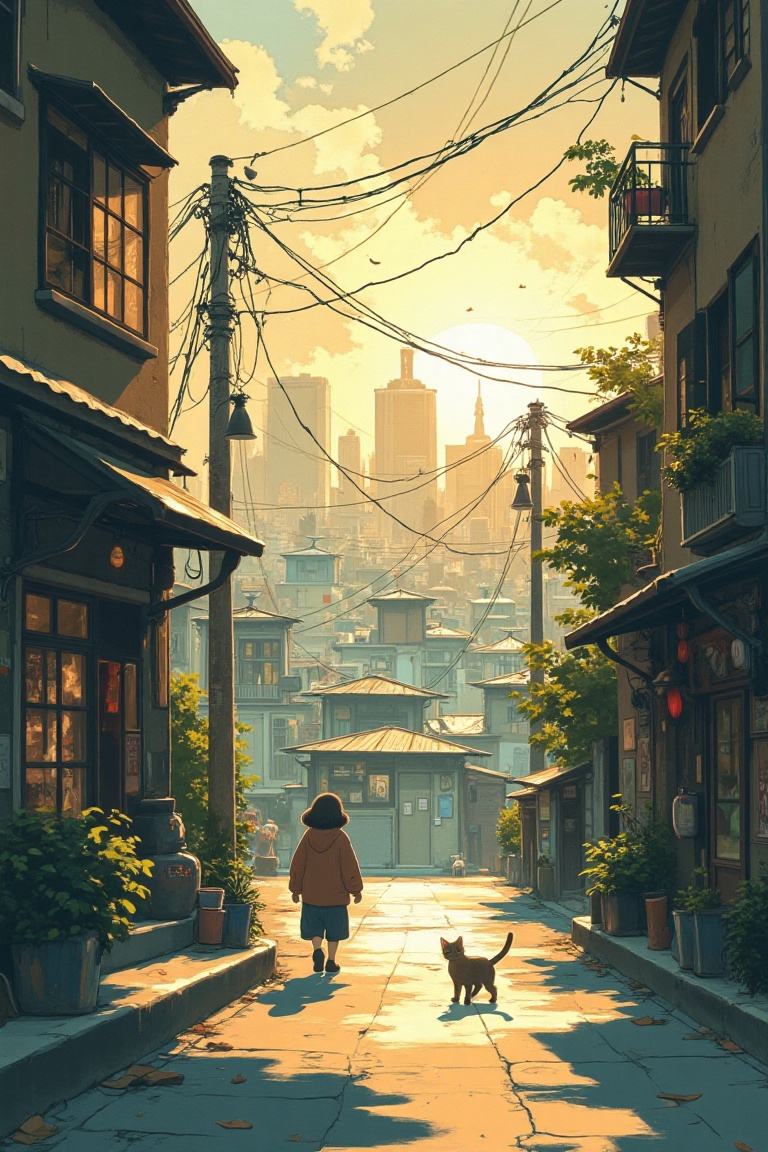 A JooHee-Yelena-Tatsuro styled zine illustration capturing heartfelt domestic life. Framed subtly and poetically,  the sce...