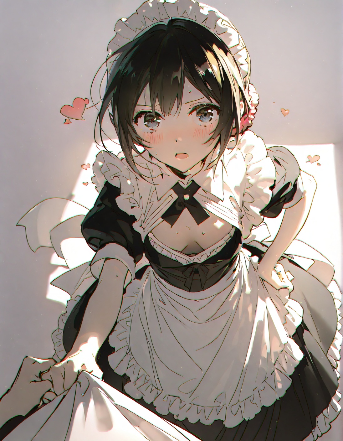 black dress,  blush,  downblouse on Tensor.Art