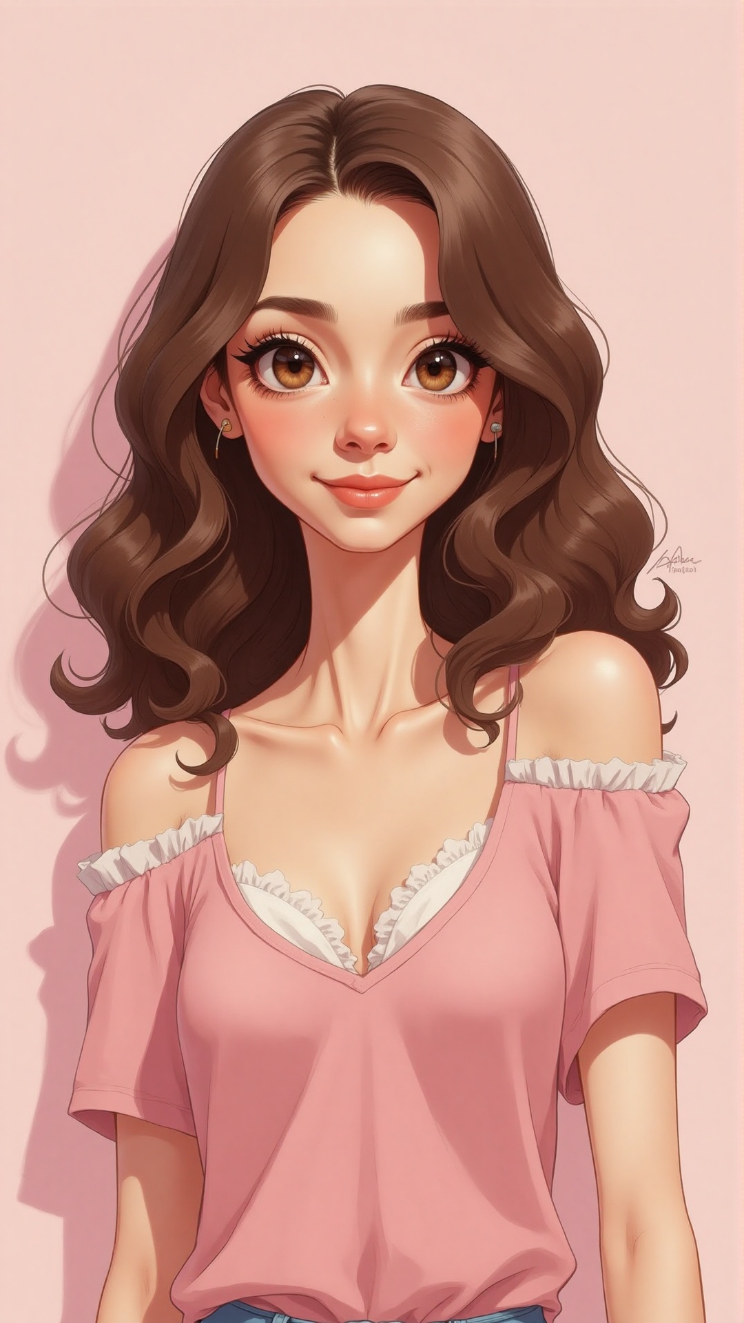 RealisticCartoonStyle of a woman,  semi-realistic cartoon,  pastel colors on Tensor.Art
