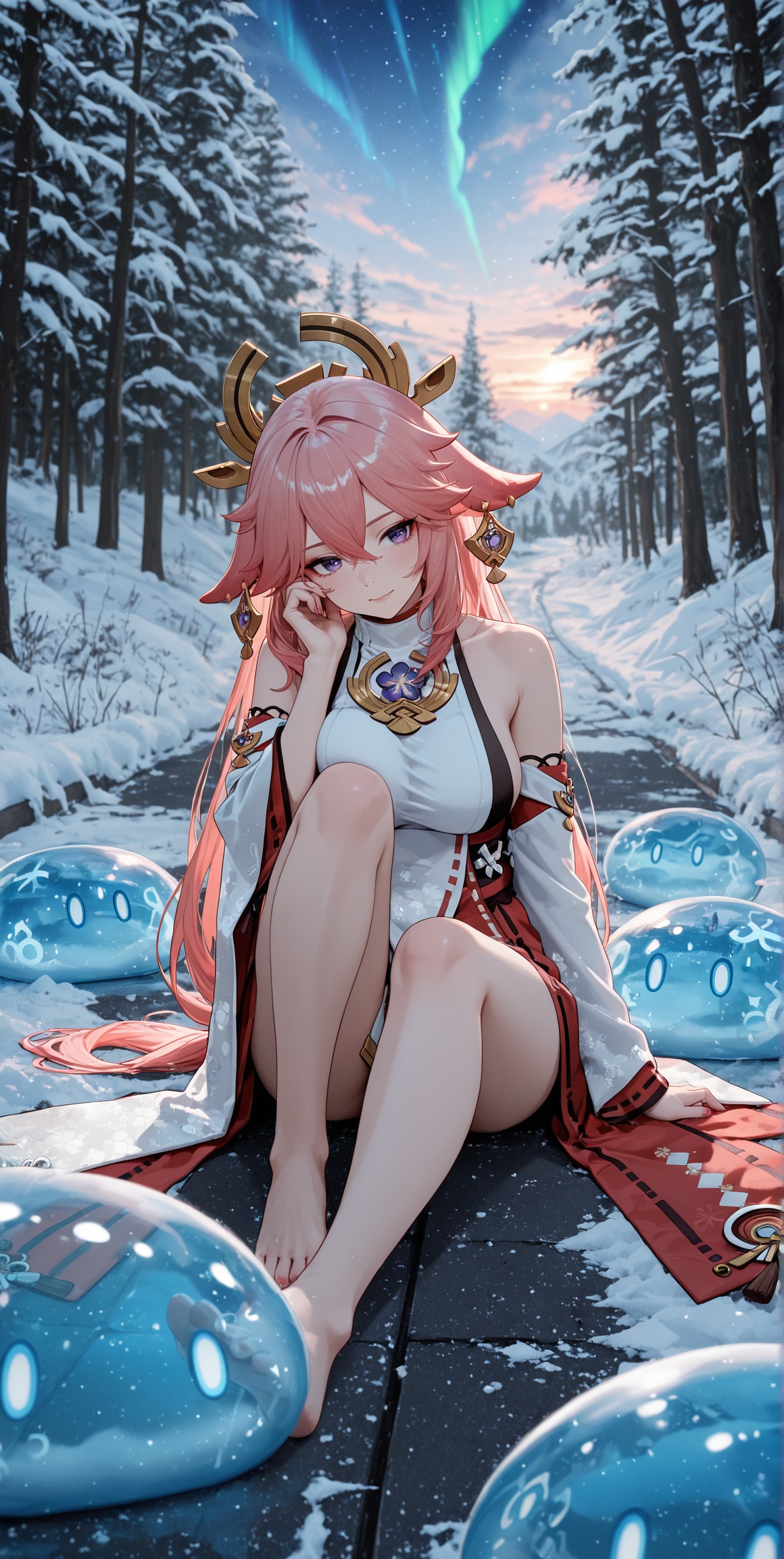 light skin,  Streaked hair,  anime character on Tensor.Art