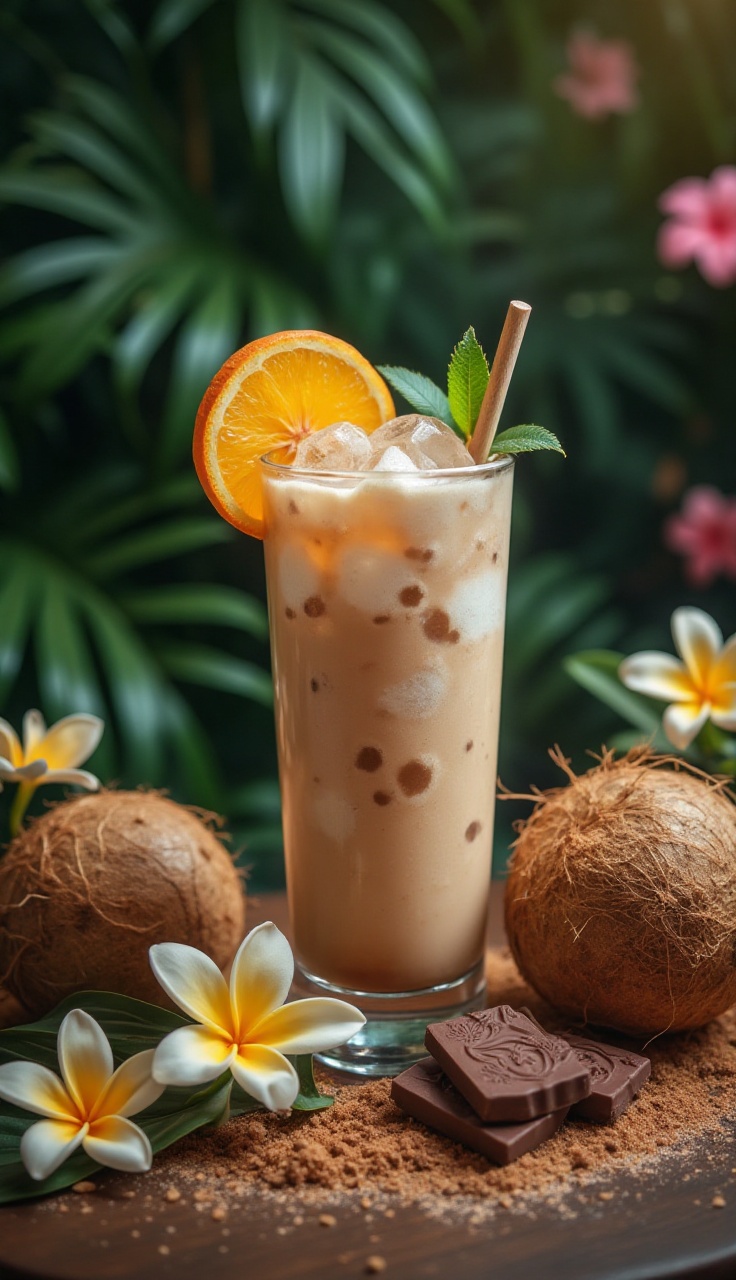 Soft diffused light illuminates a close-up shot slightly from a low angle,  showcasing a tall glass filled with a hyper-de...
