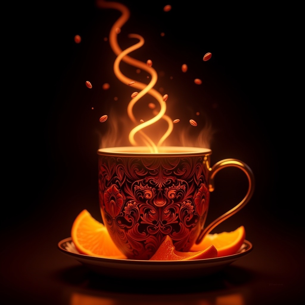 p@tt3rns,  The image features an intricately designed mulled wine mug,  embellished with ornate patterns that have a warm...