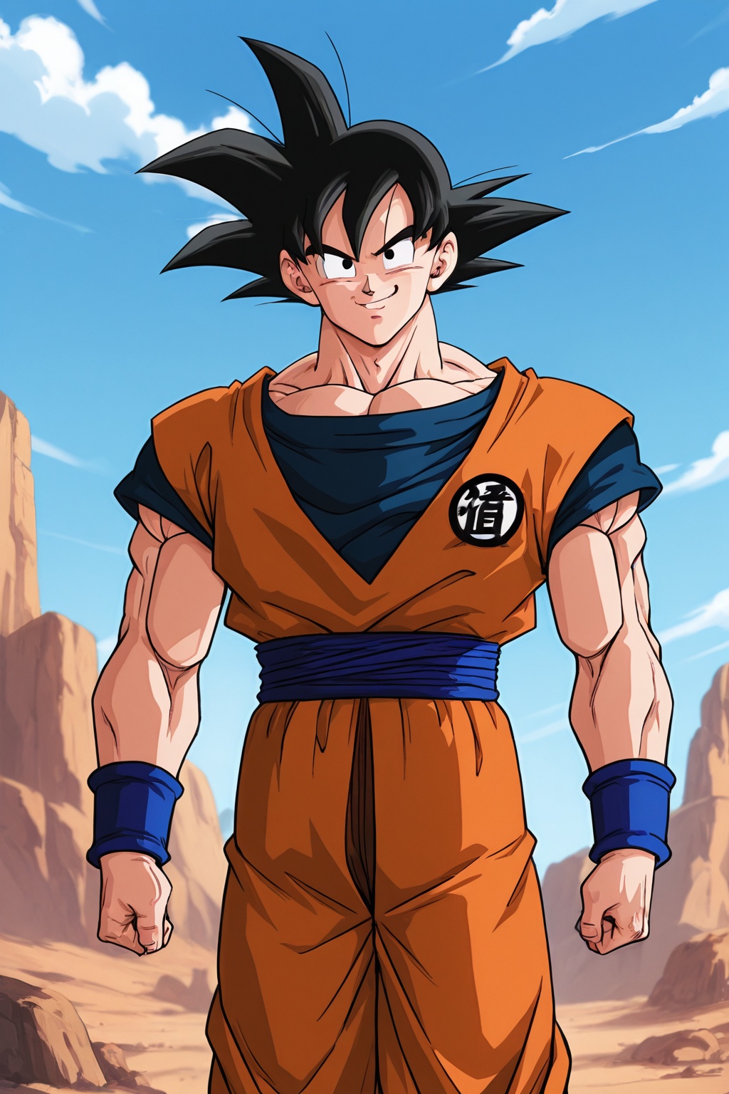 Goku,  orange suit,  blue suit underneath on Tensor.Art