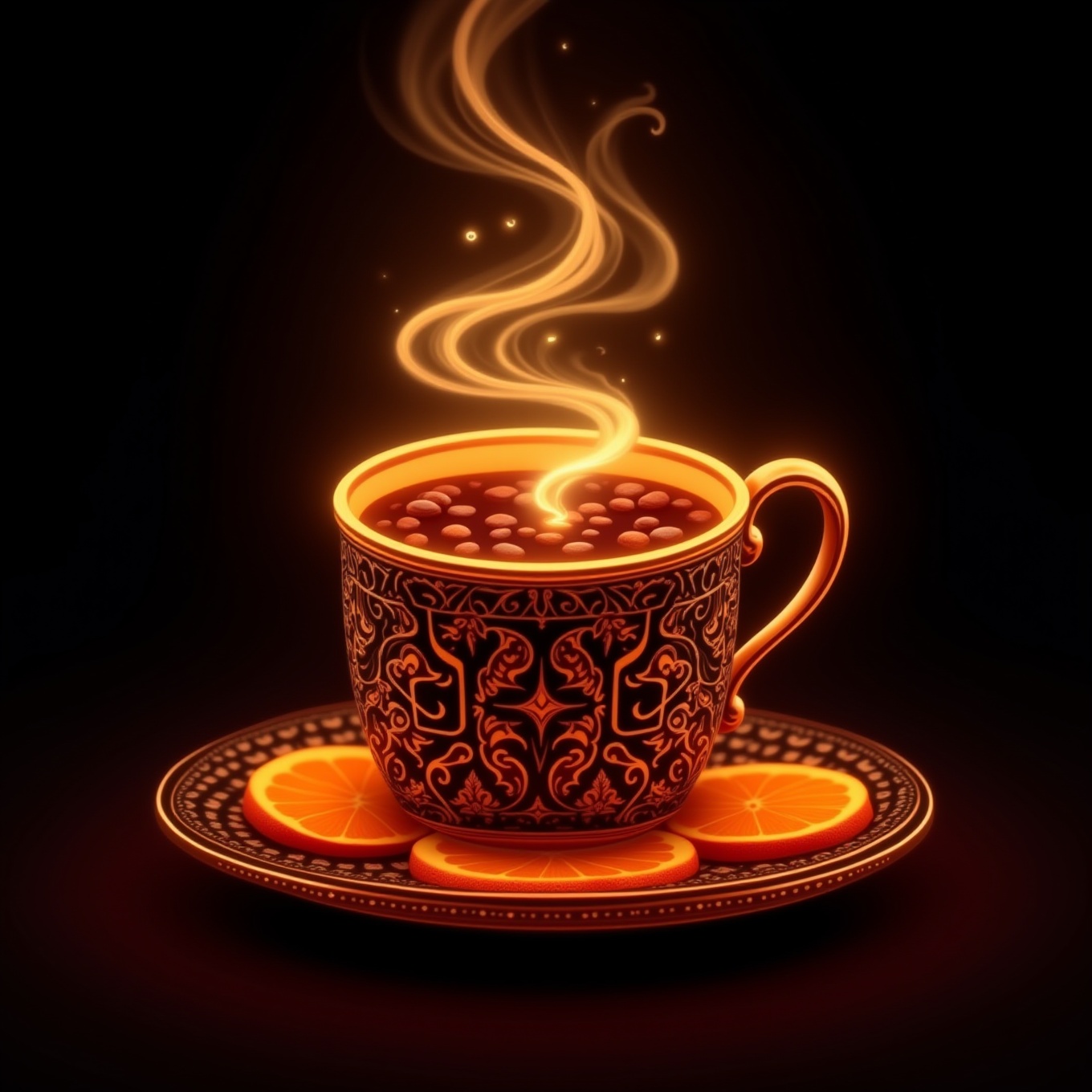 p@tt3rns,  The image features an intricately designed mulled wine mug,  embellished with ornate patterns that have a warm...