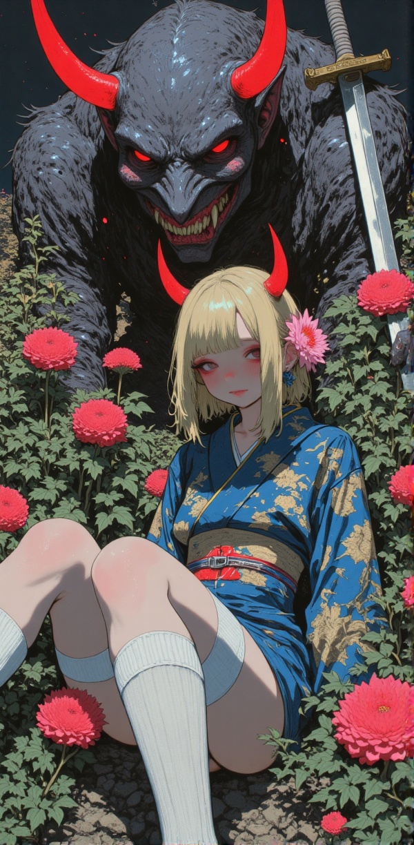 (Ultra-detailed digital art masterpiece,  retro 90s aesthetic,  inspired by Yoshiaki Kawajiri on Tensor.Art