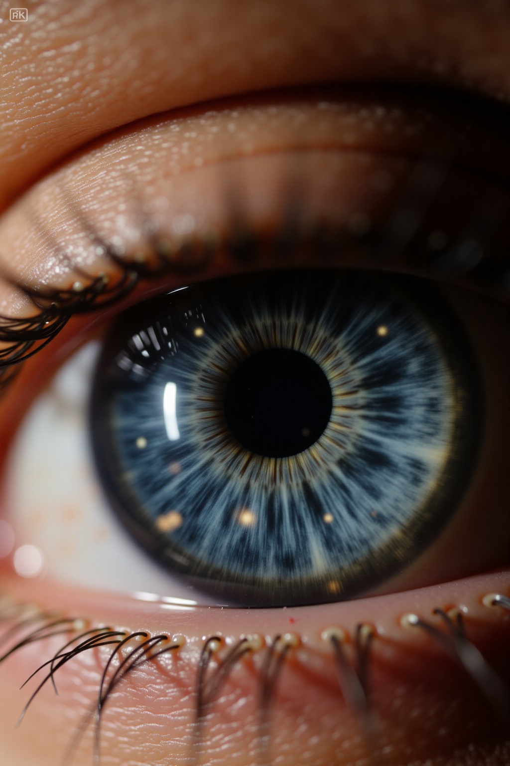 A high-definition photo of a human eye,  where the iris transitions into a swirling galaxy,  intricate accurate details on...