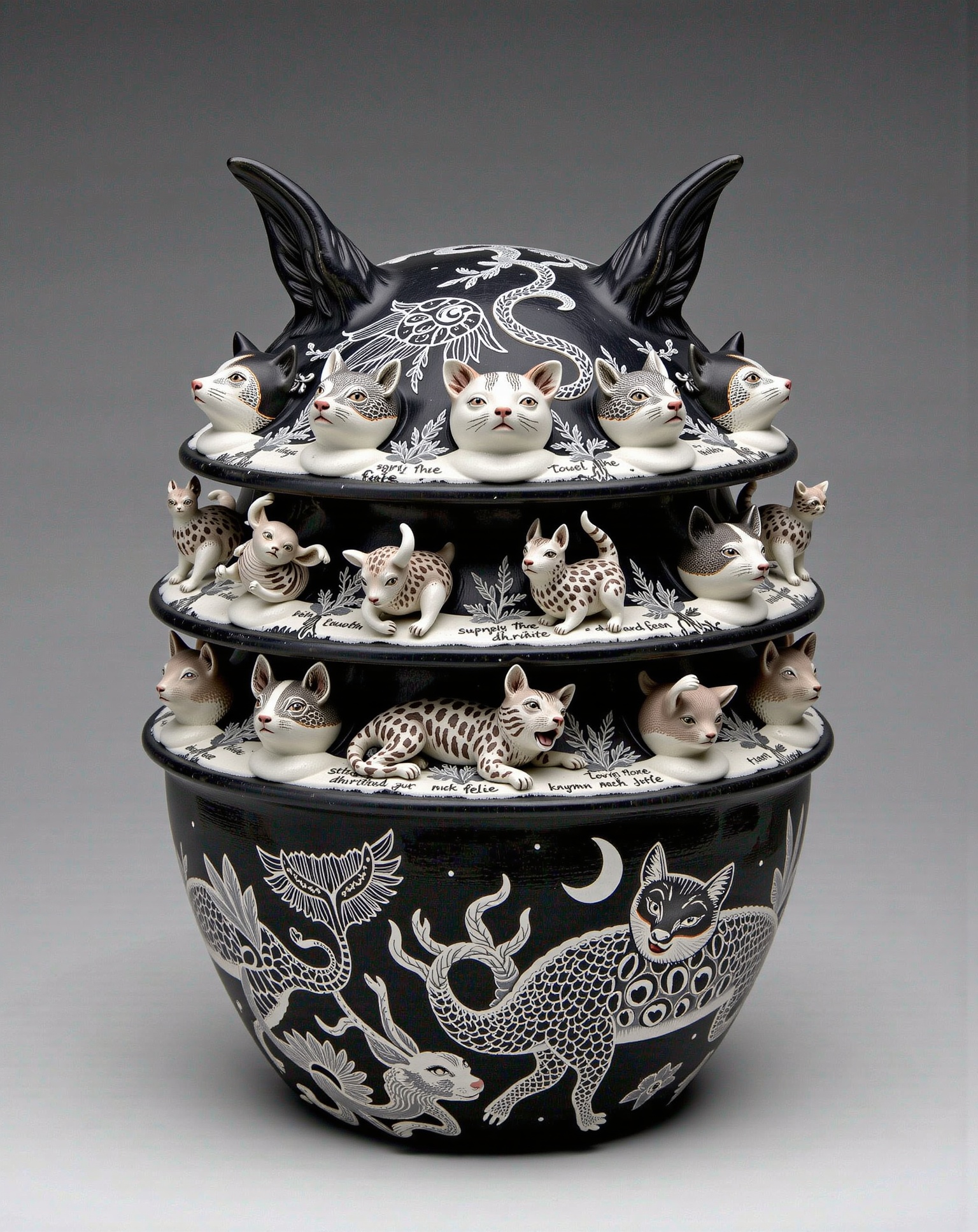 ((porcelain)),  Multi-layered ,  Black-on-black ware on Tensor.Art