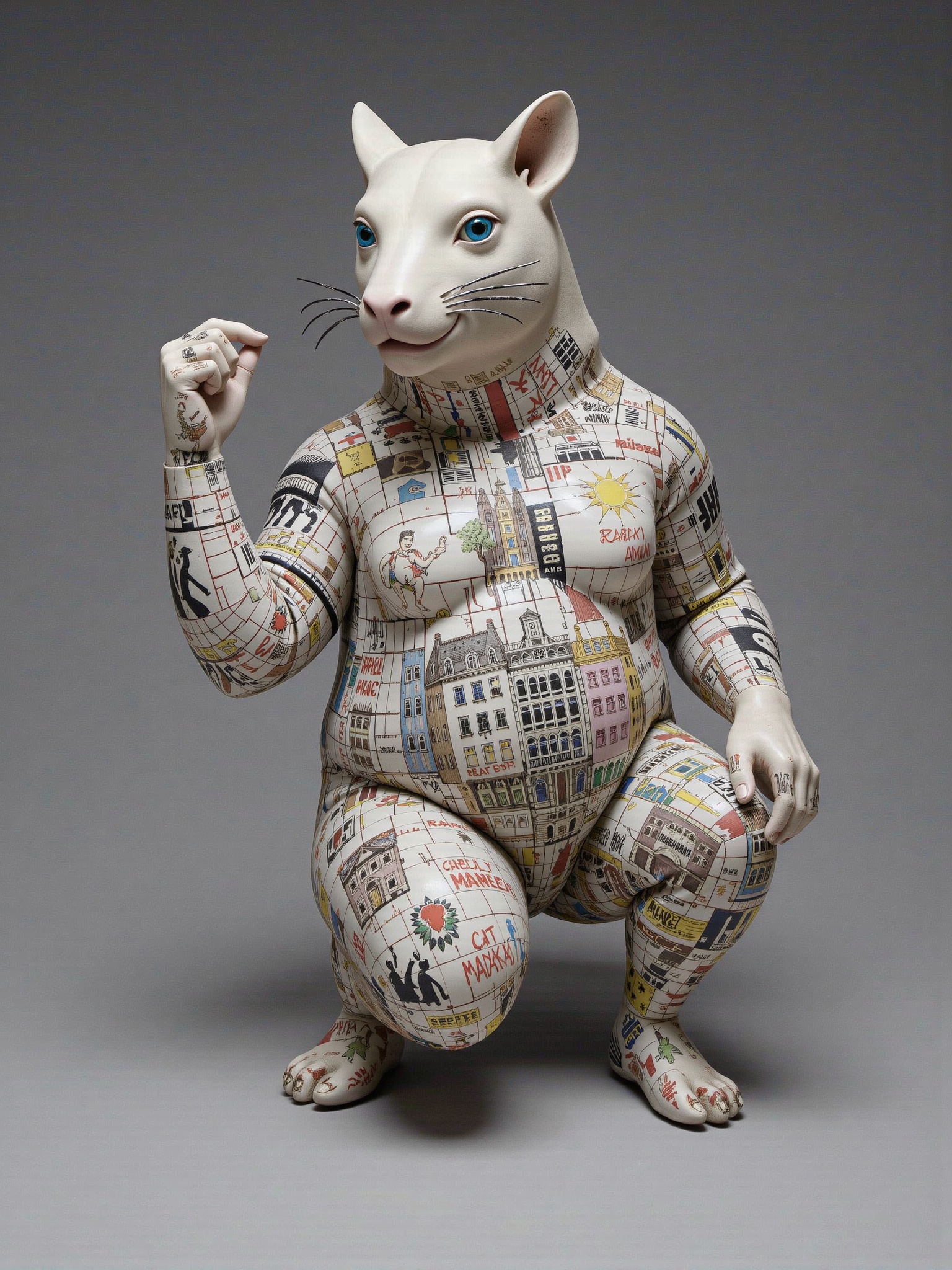 ((porcelain)),  human-animal hybrid,  urbanized body on Tensor.Art