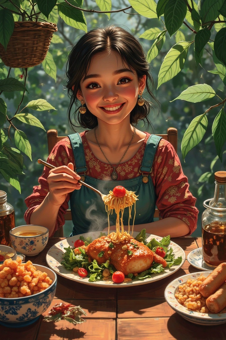 A highly detailed digital paint wallpaper in semi-realistic anime style,  inspired by Studio Ghibli and Makoto Shinkai. A...