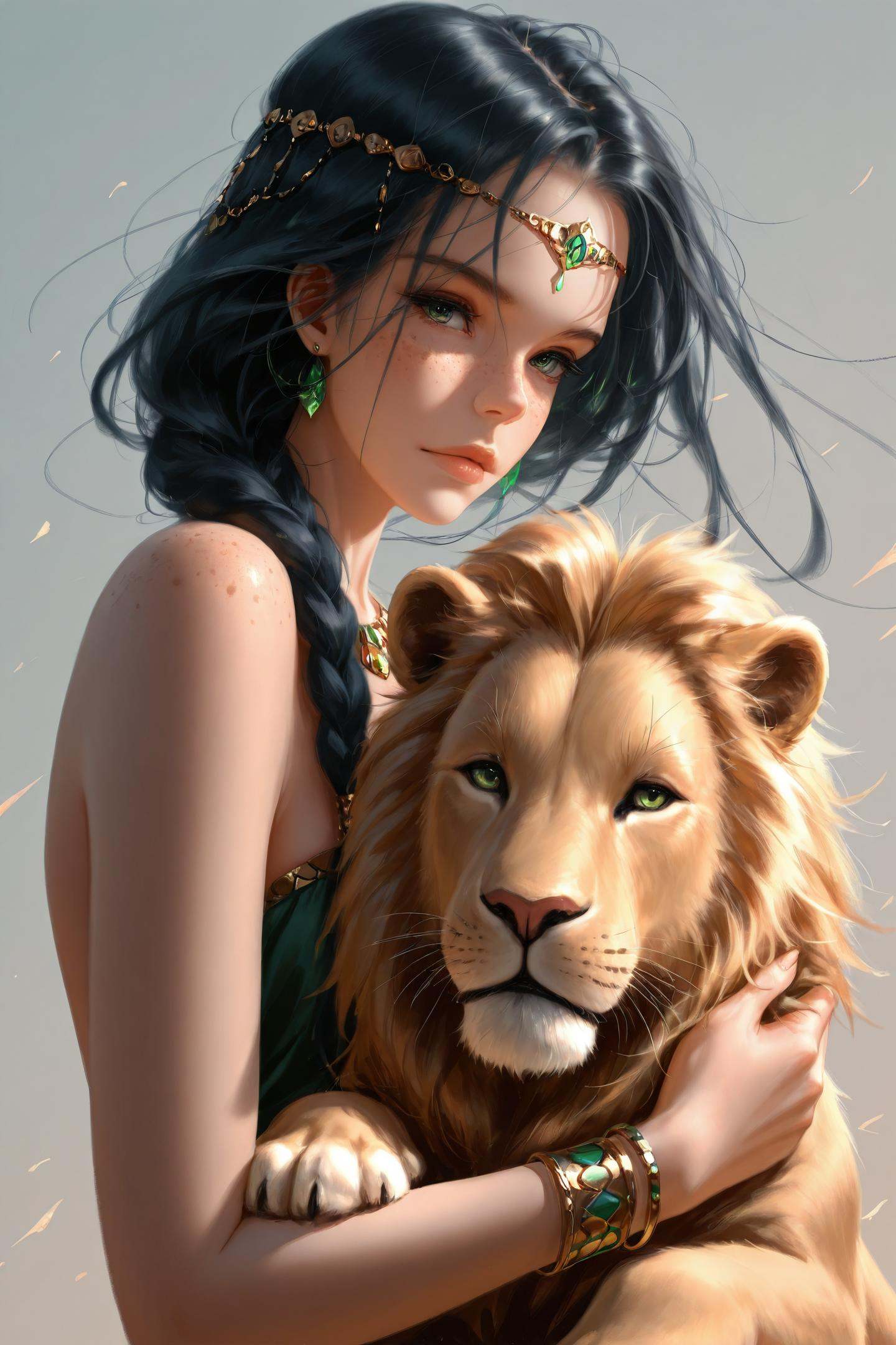 1girl,  green eyes,  long hair on Tensor.Art