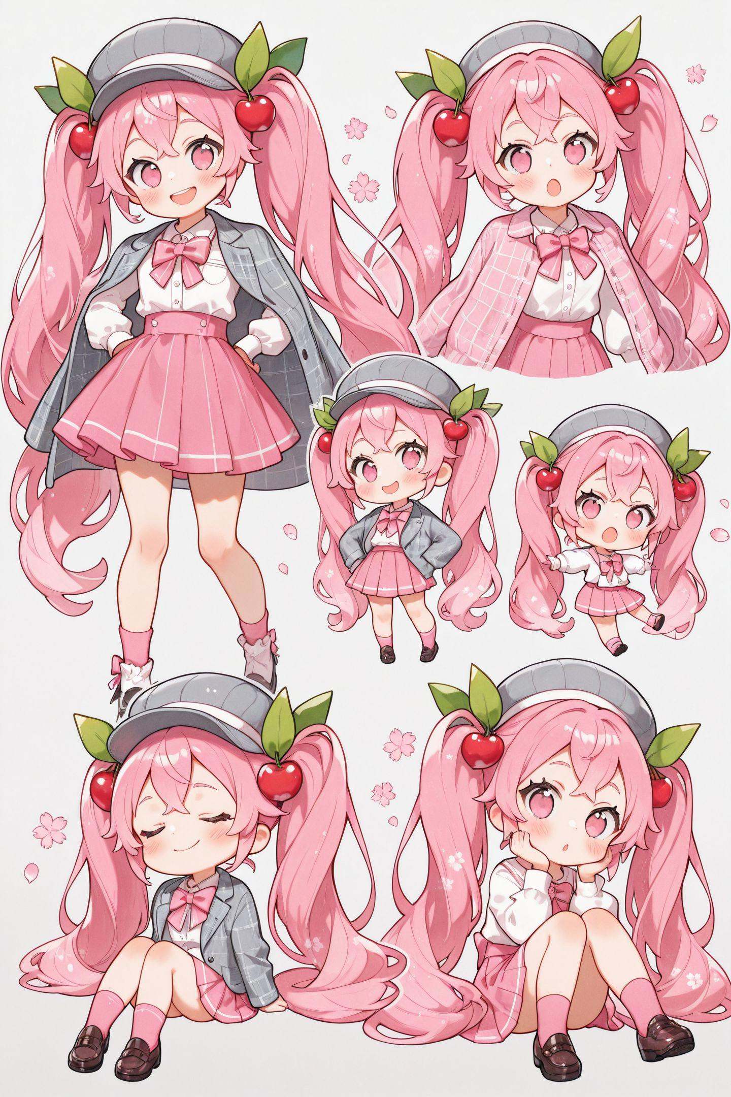 1girl,  cherry hair ornament,  pink hair on Tensor.Art