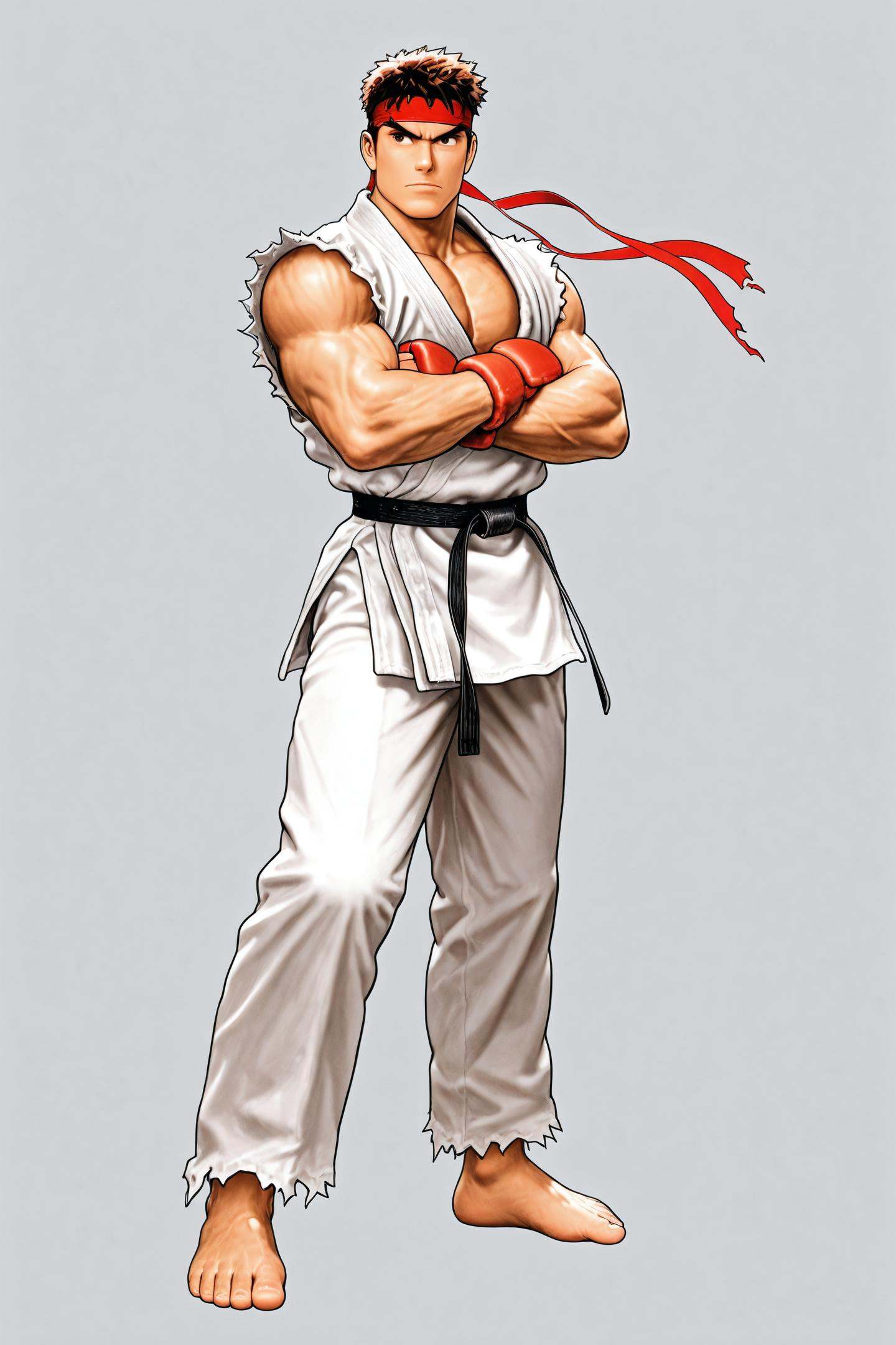 1boy,  ryu \(street fighter\),  white dougi on Tensor.Art