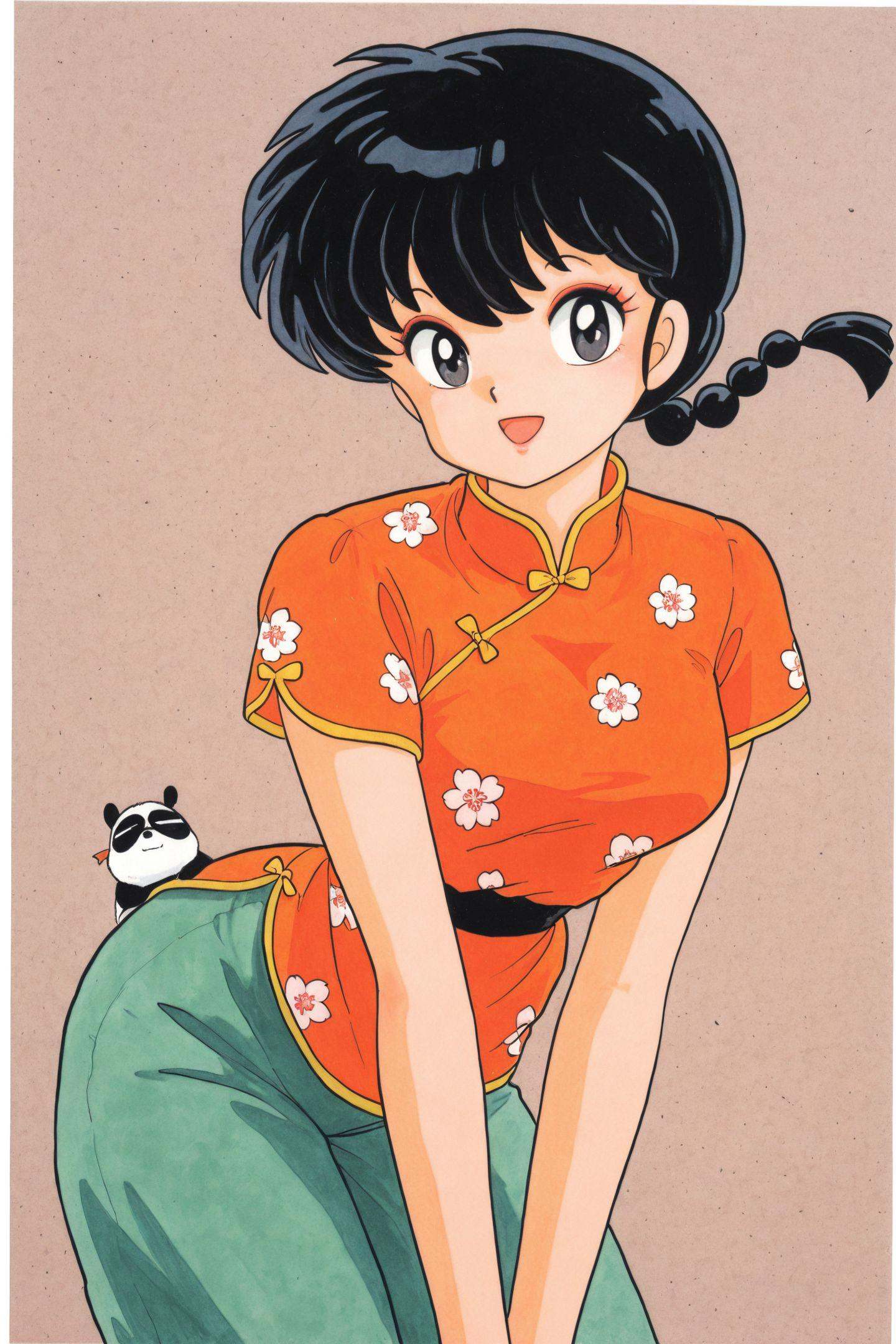 panda,  1girl,  black hair on Tensor.Art