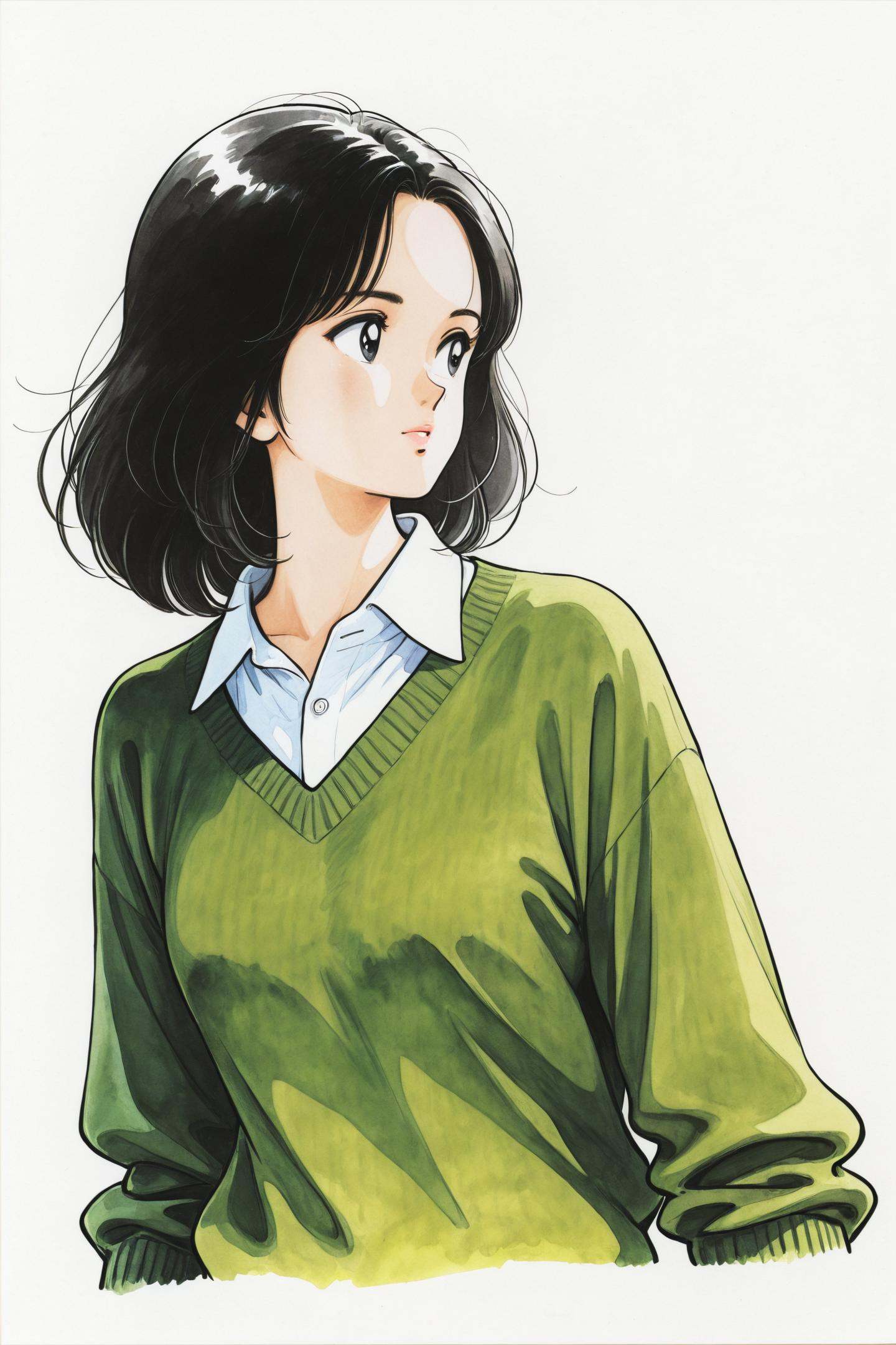 solo,  1girl,  black hair on Tensor.Art