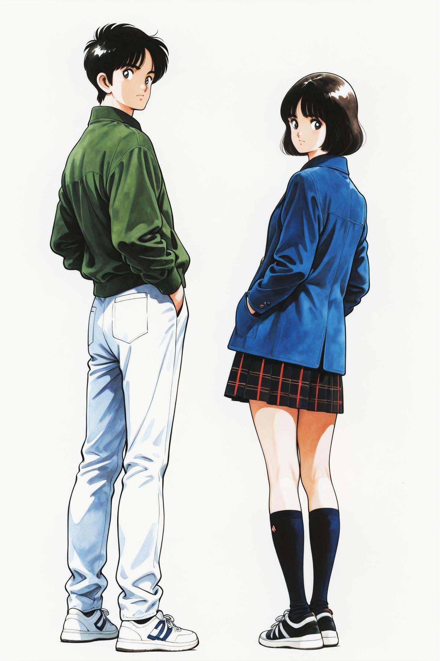 1girl,  1boy,  black hair on Tensor.Art