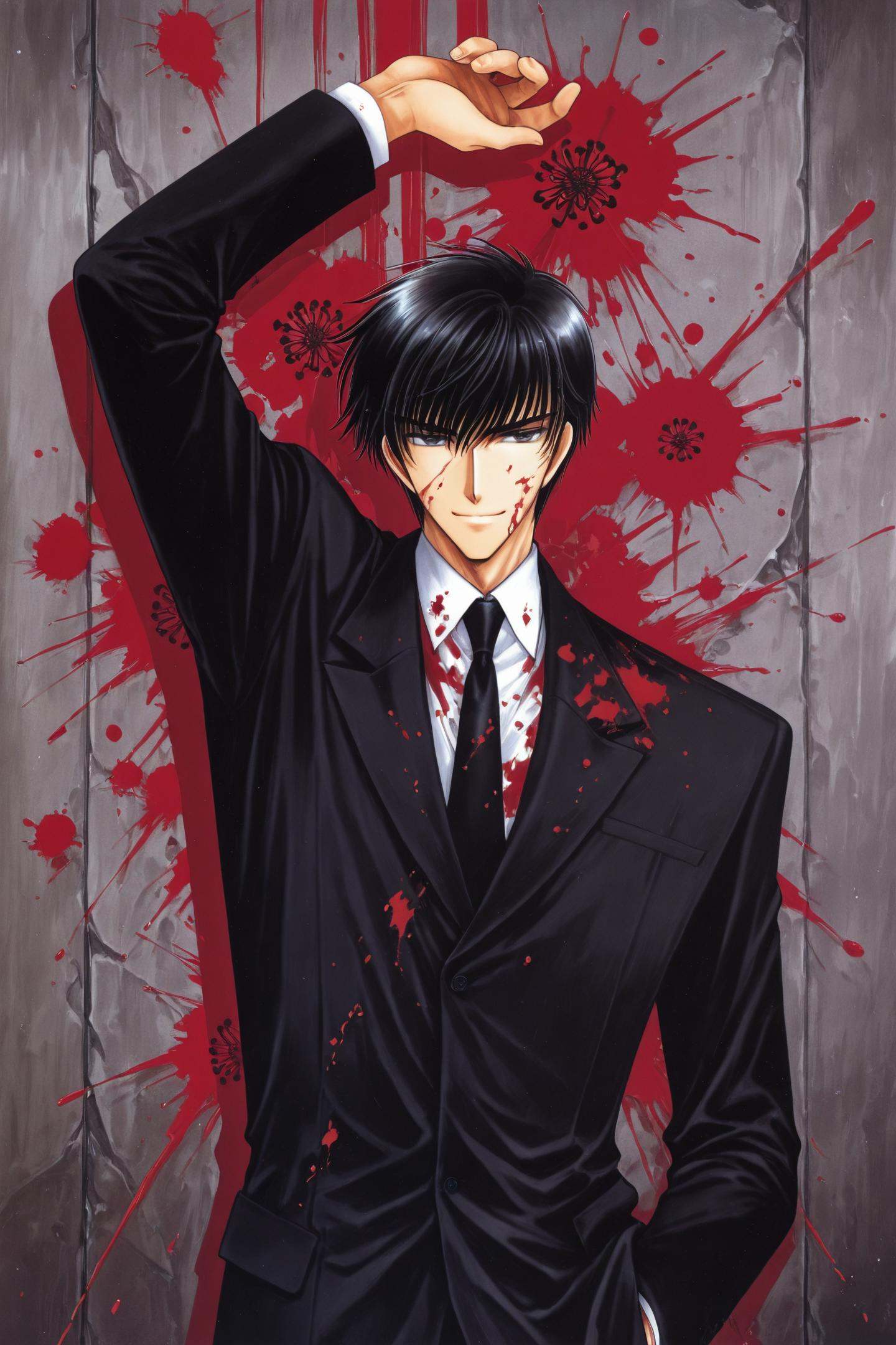 Seishiro Sakurazuka,  1boy,  blood on Tensor.Art