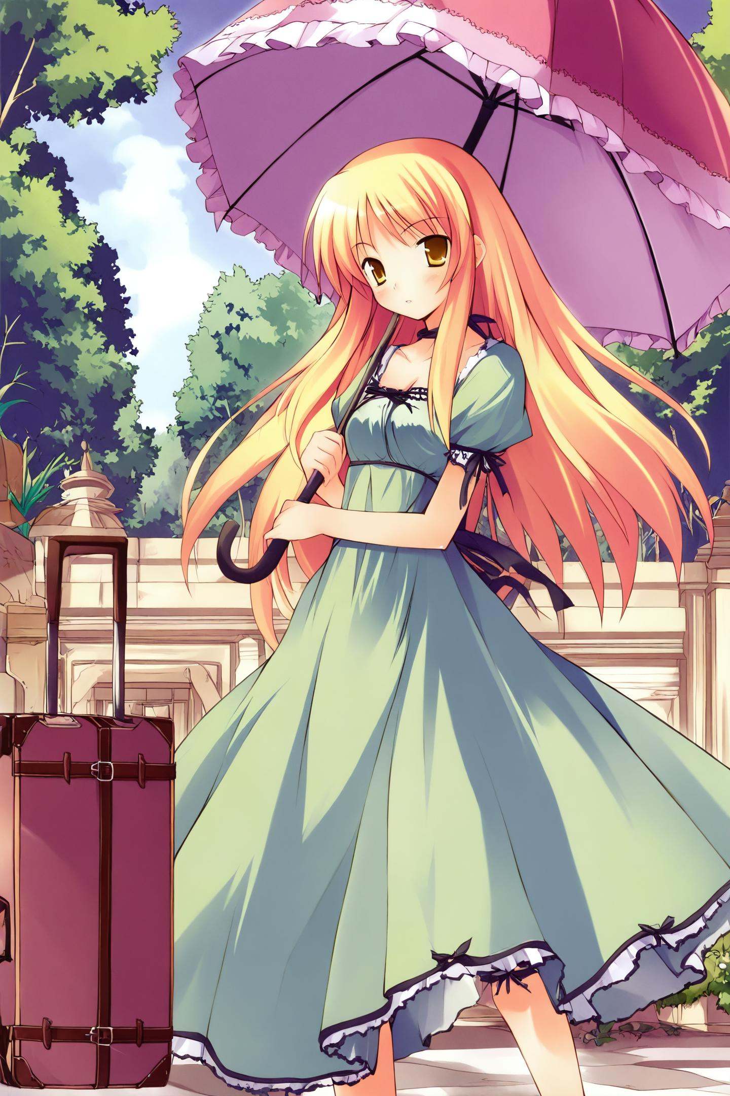 1girl,  blonde hair,  umbrella on Tensor.Art
