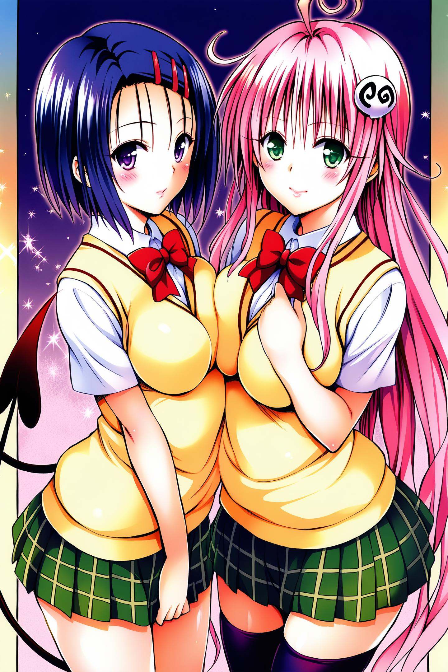 Yabuki Kentarou Style,  lala satalin deviluke,  haruna sairenji on Tensor.Art