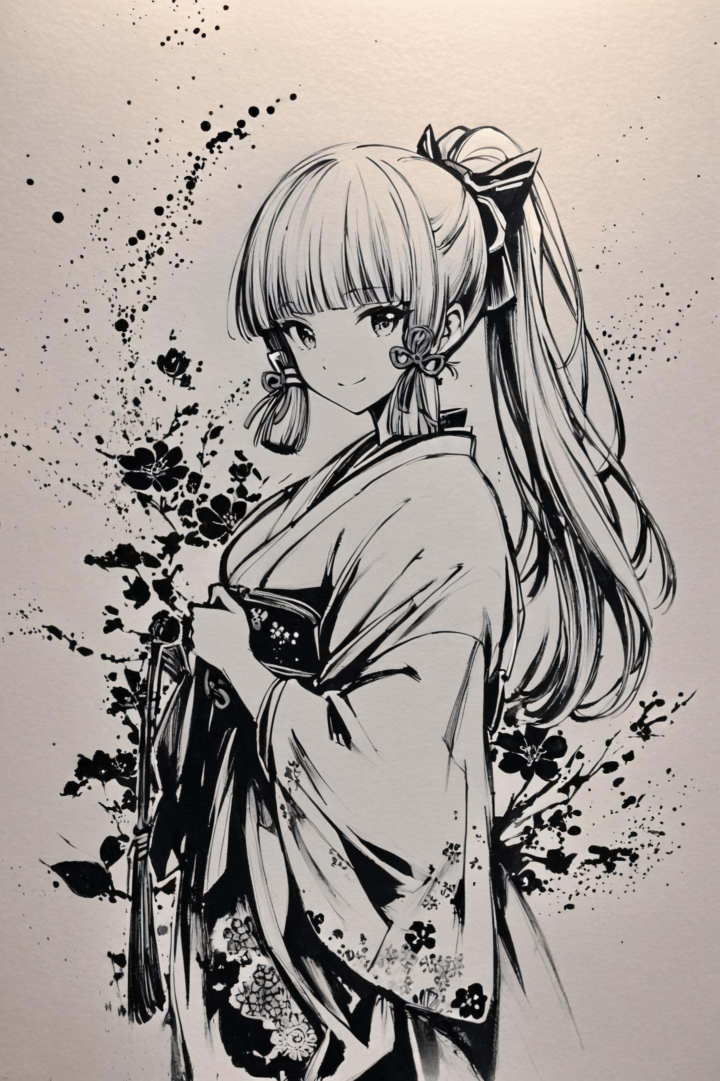 monochrome,  greyscale,  1girl on Tensor.Art
