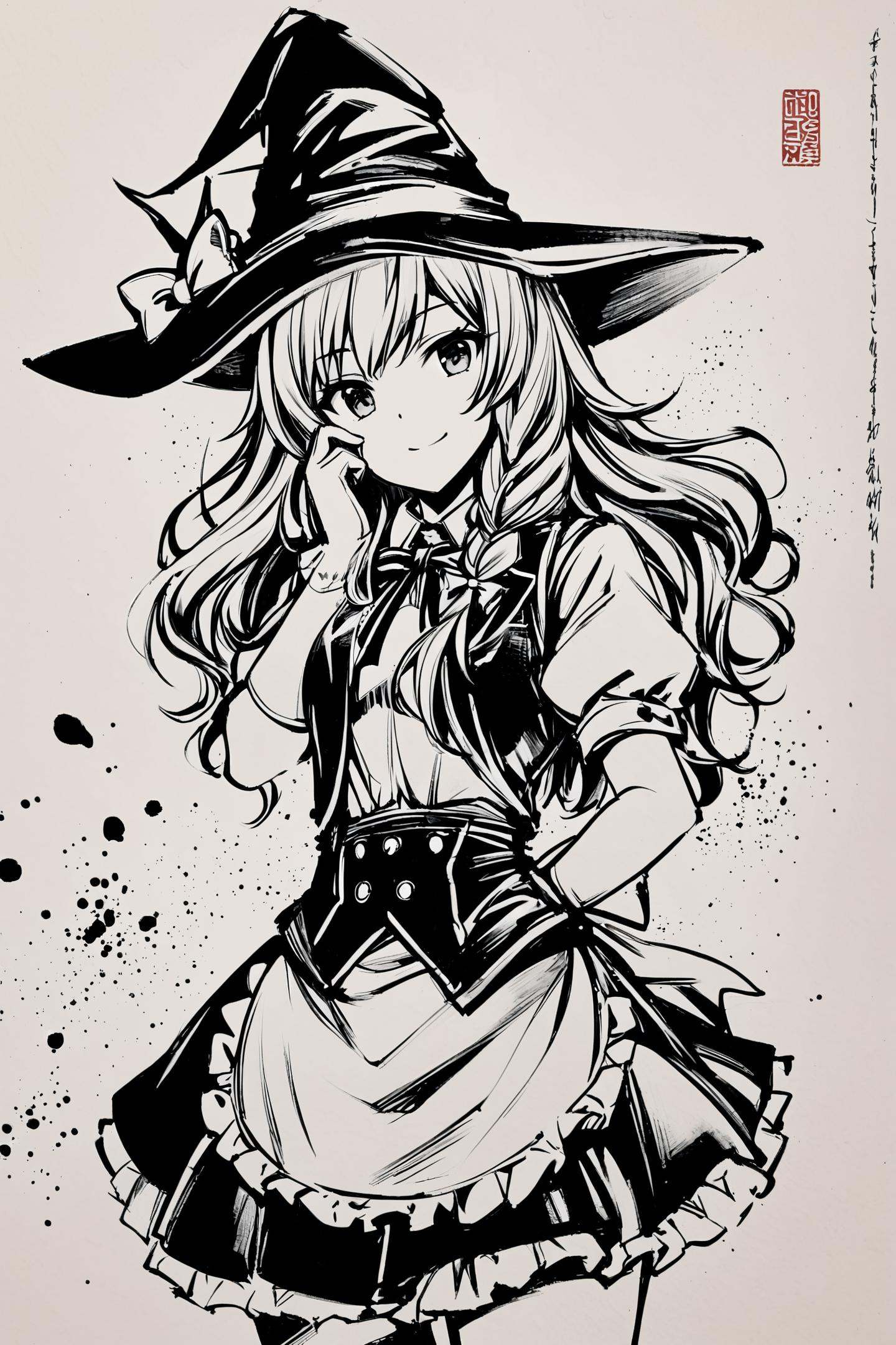 monochrome,  greyscale,  1girl on Tensor.Art