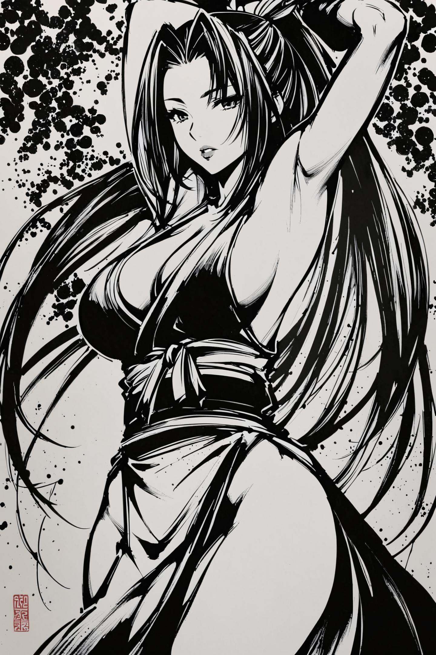 monochrome,  greyscale,  1girl on Tensor.Art