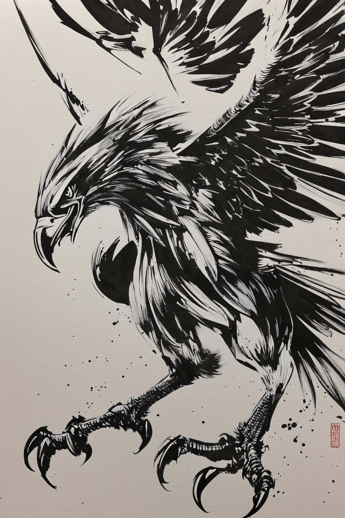 eagle,  bird,  monochrome on Tensor.Art