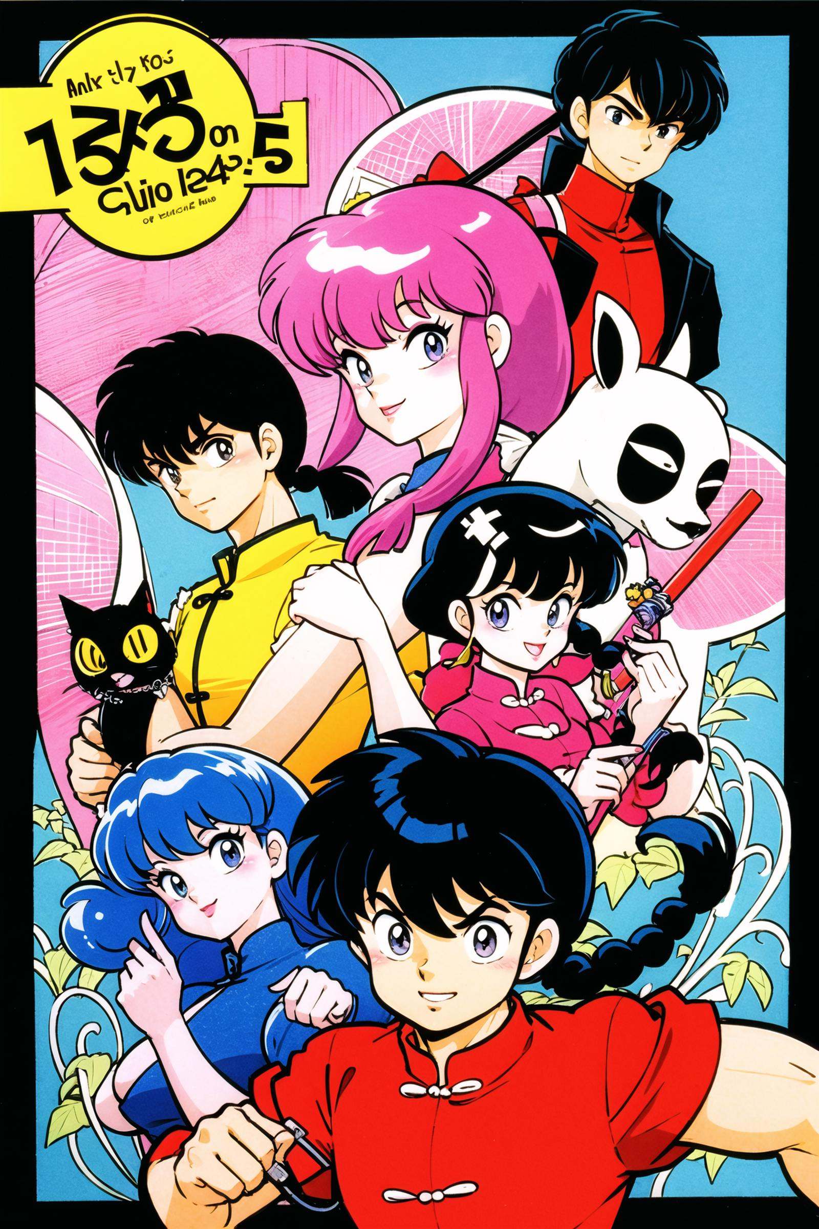 shampoo (ranma 1/2),  multiple girls,  panda on Tensor.Art
