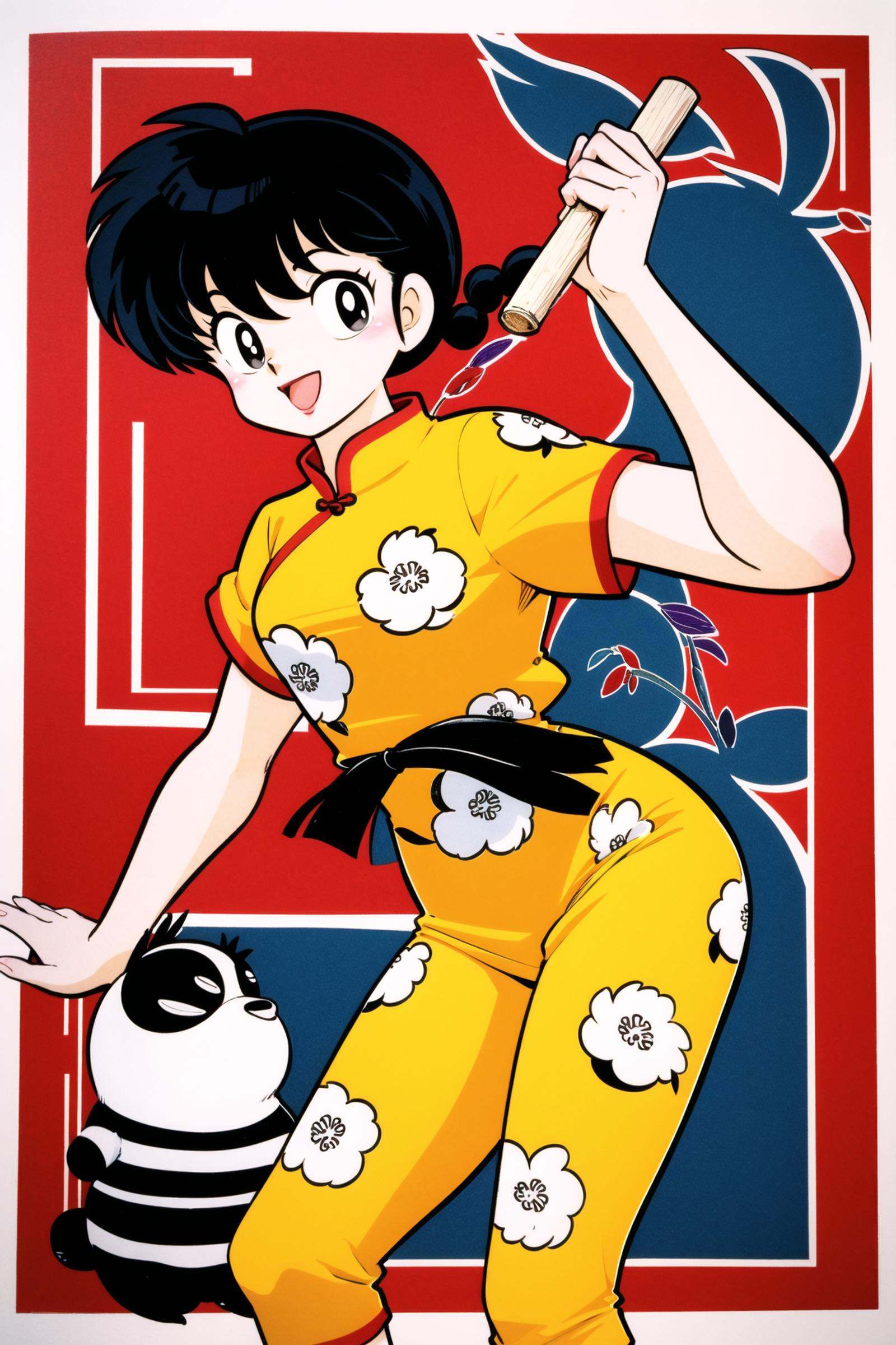 panda,  1girl,  black hair on Tensor.Art