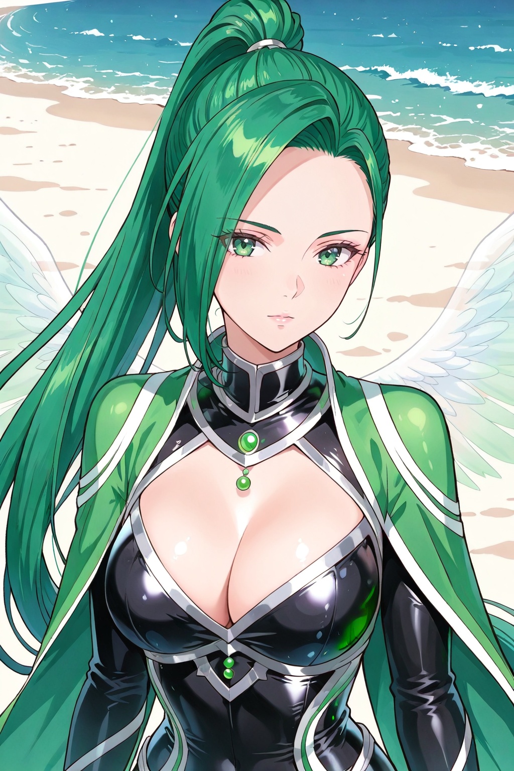 1 girl,  solo,  green eyes on Tensor.Art