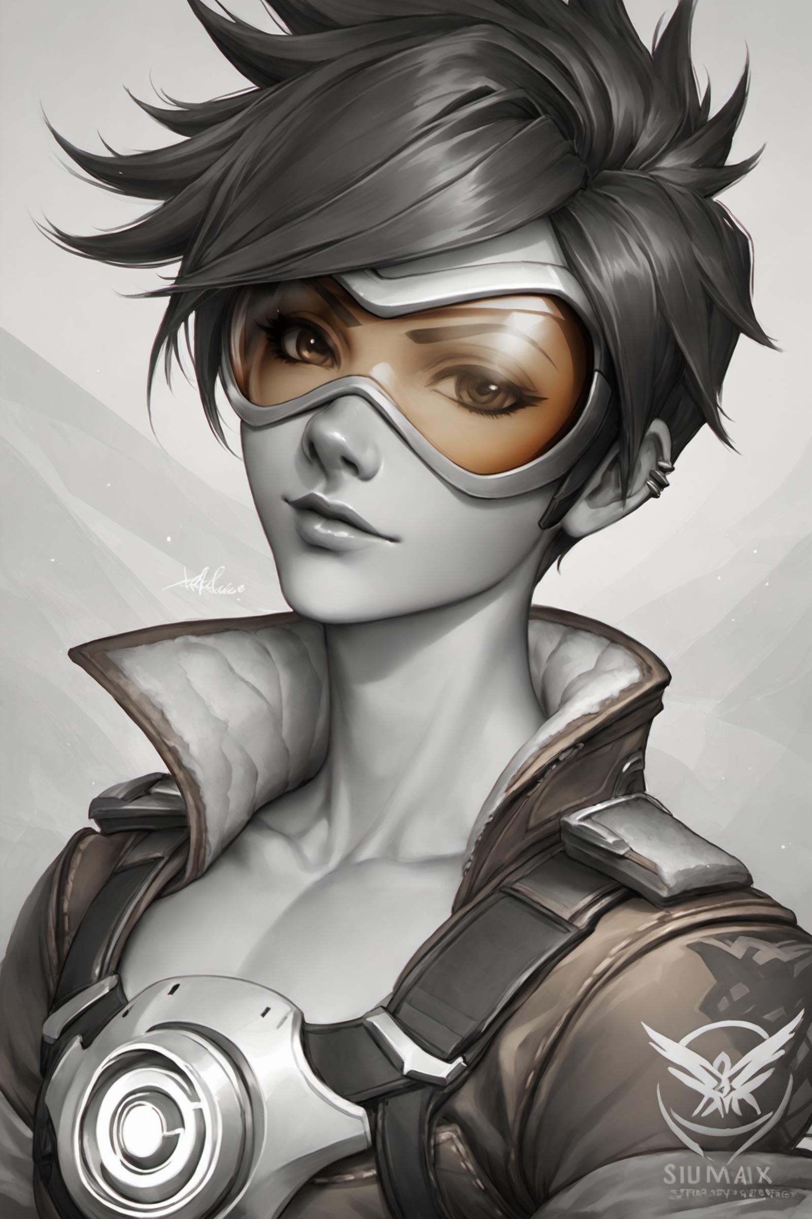 1girl,  solo,  monochrome on Tensor.Art