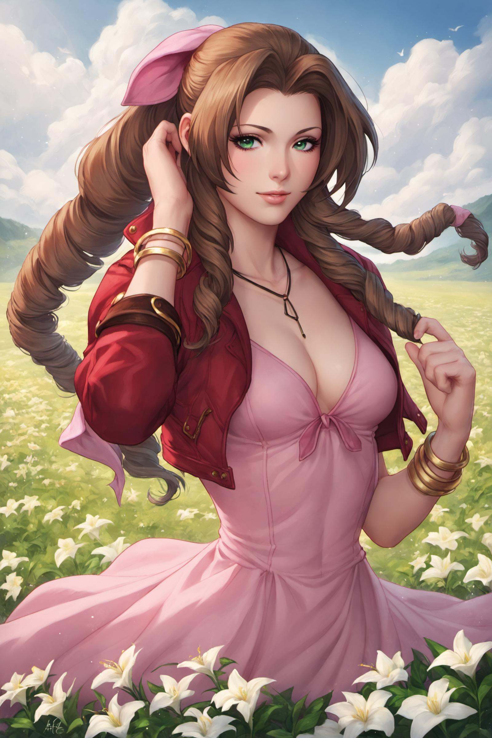 1girl,  solo,  aerith gainsborough on Tensor.Art
